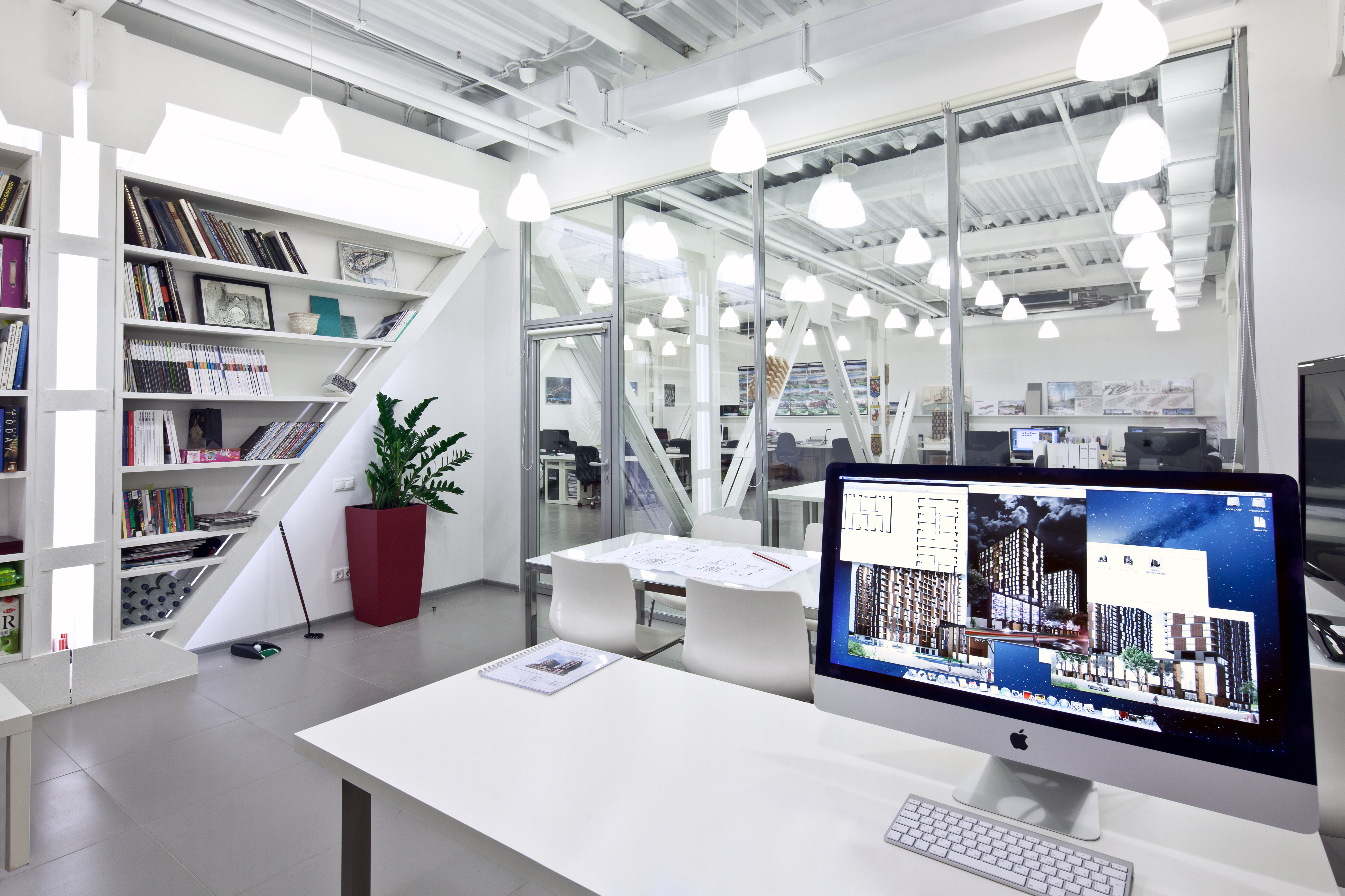 Организация рабочего пространства в офисе для архитекторов