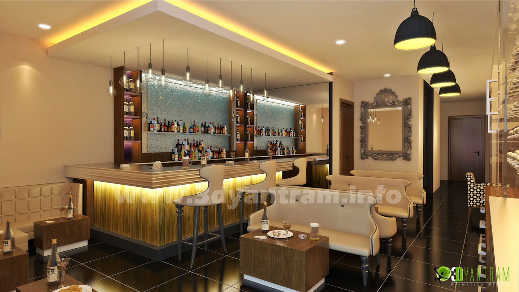 Bar Restaurant 3d Interior Design By Interior 3d Rendering Architizer