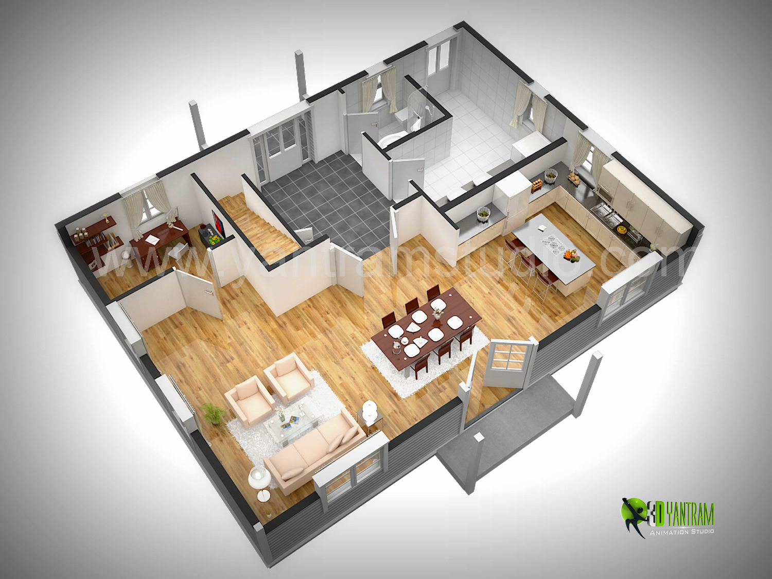 3D Floor Plan by Yantram Architectural Design Studio - Architizer