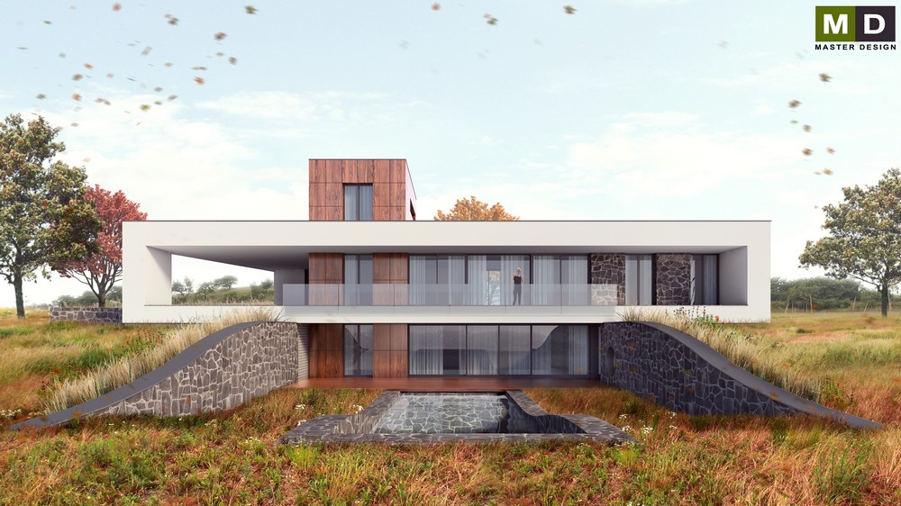 Luxury atypical house on a hillside with atrium Czech Republic by