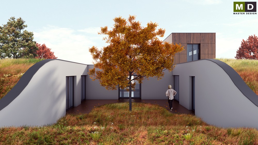 Luxury atypical house on a hillside with atrium Czech Republic by