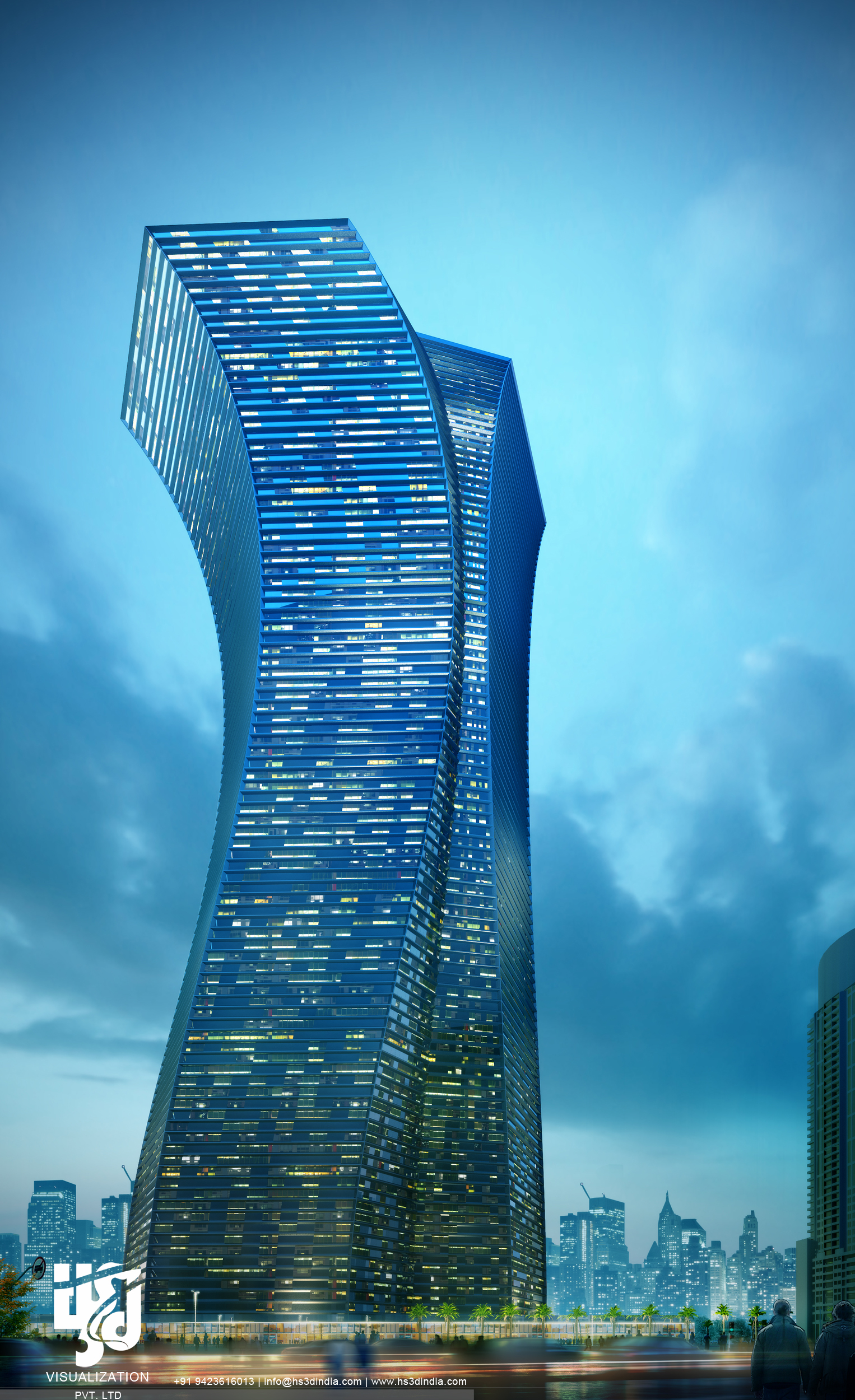 COMMERCIAL EXTERIOR NIGHT RENDERING BY HS 3D INDIA by HS3D