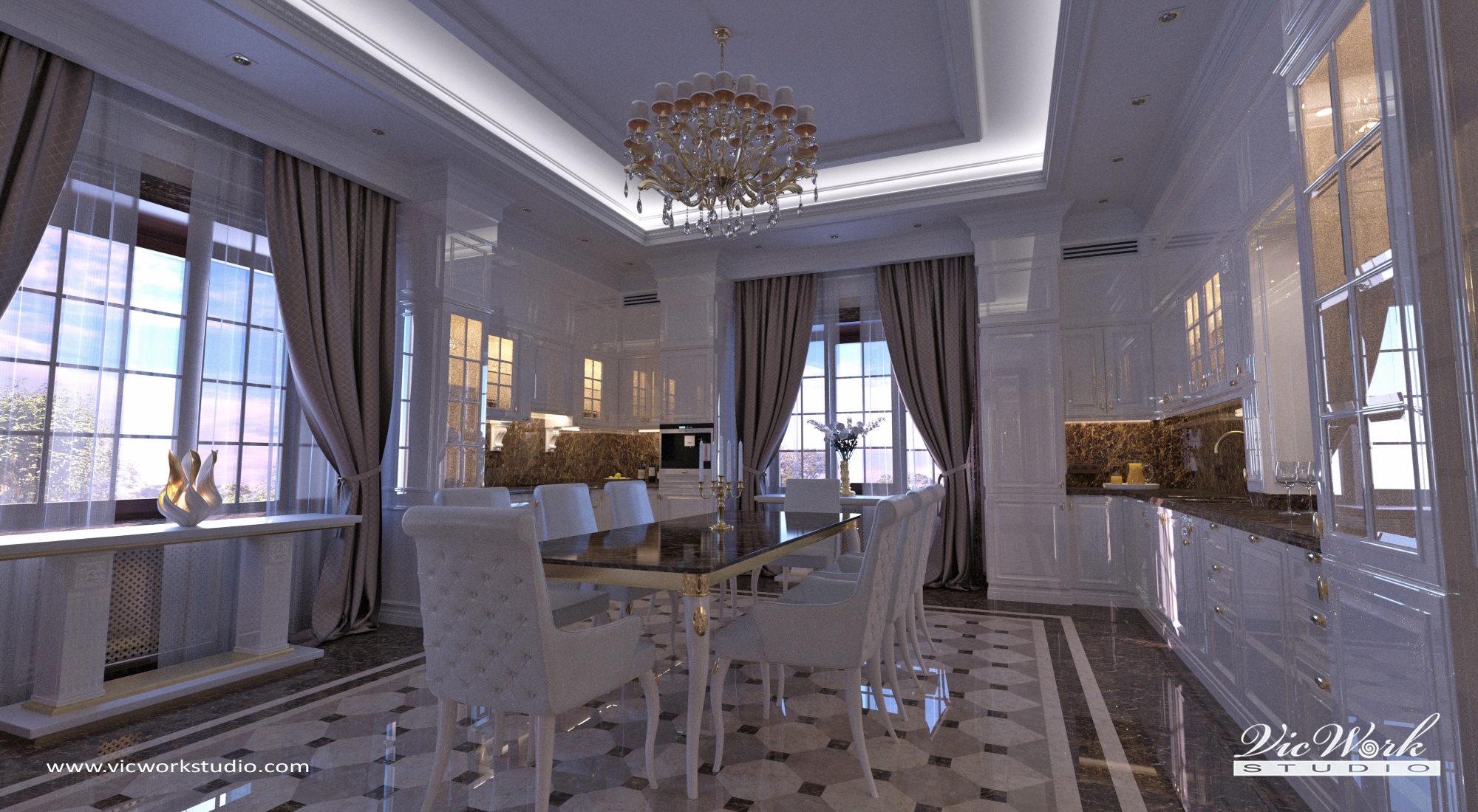 Dining room interior in the H Residense. by VICWORK STUDIO - Architizer