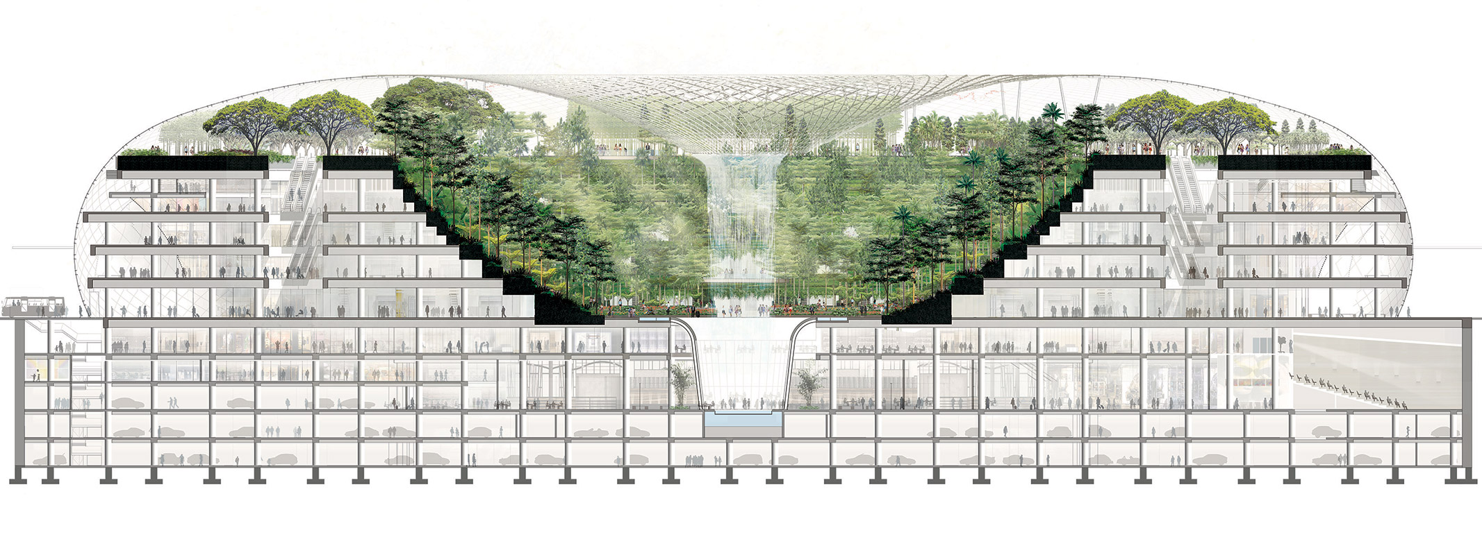 Jewel Changi Airport - Architizer h bridge diagrams 