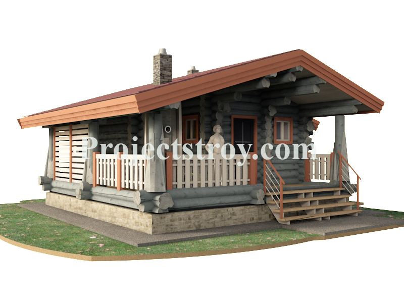 Log cabin of large diameter logs by Projectstroy drawings log cabins