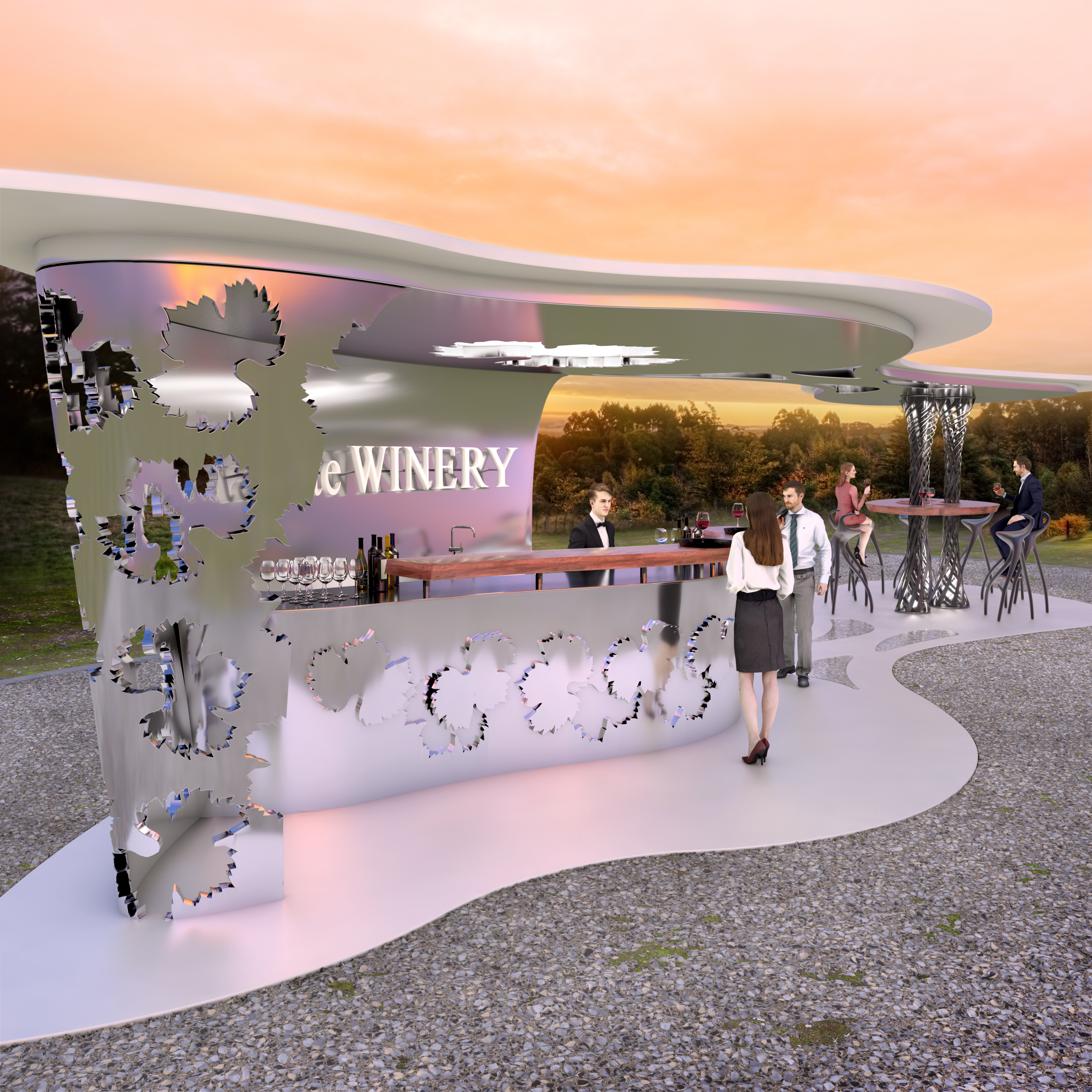 Bodega Haven Kiosk Bar For Wine Tasting by Peter Stasek Architects