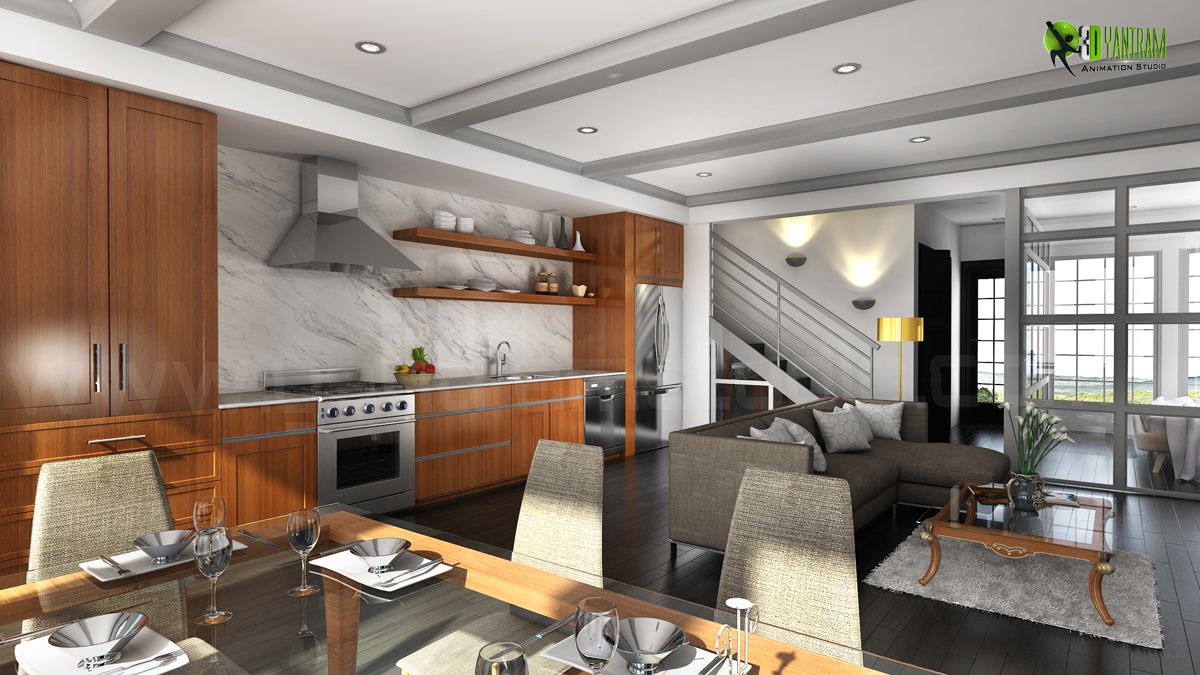 Beautifully Bold 3D Interior Kitchen Design View by Yantram ...