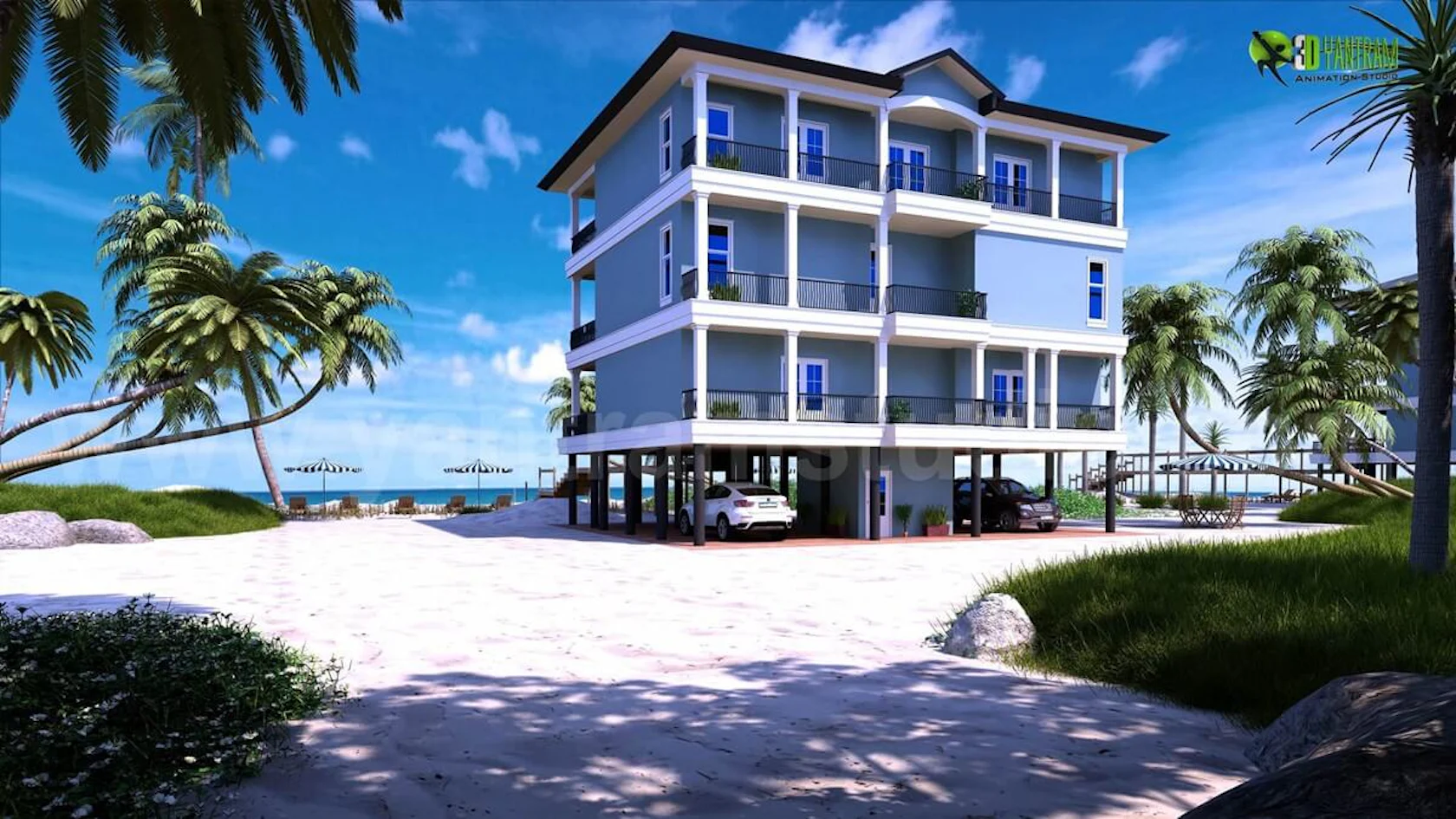 Modern 3D Exterior Beach House Rendering Perspective View Architizer modern-3d-exterior-beach-house-rendering-perspective-view-architizer