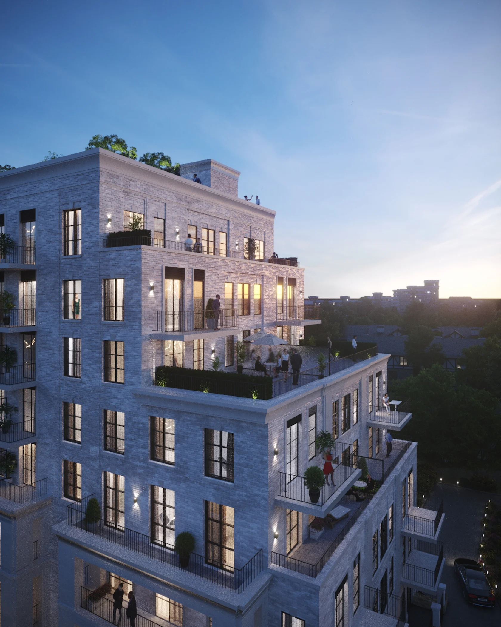 Illustration of High-End Condo Exterior Design Features
