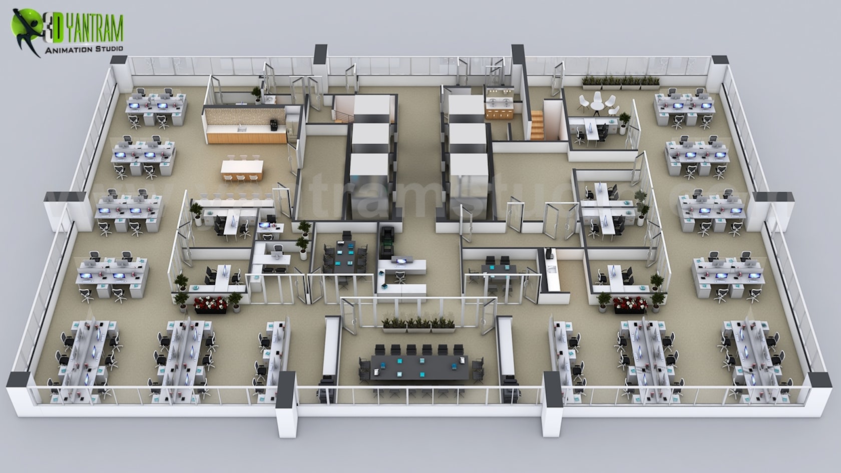 Creative 3D Floor Plans of the Sets for The Office in Amsterdam