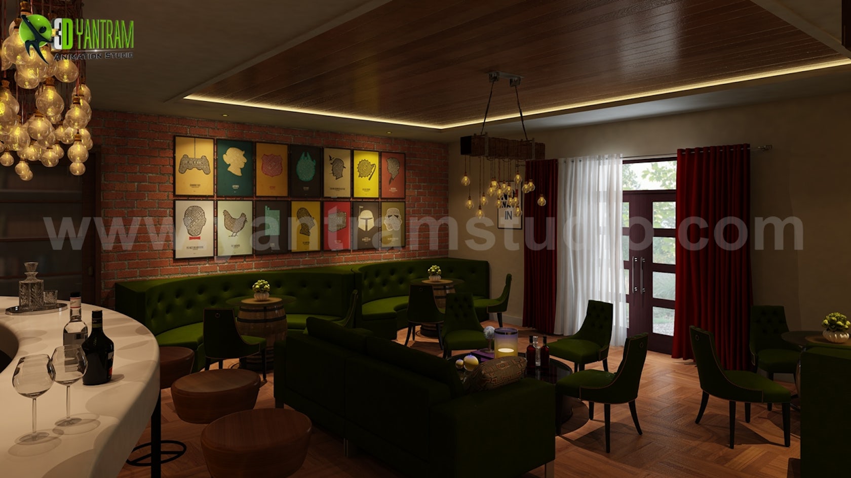 Bar Restaurant Interior Design By Yantram 3d Interior