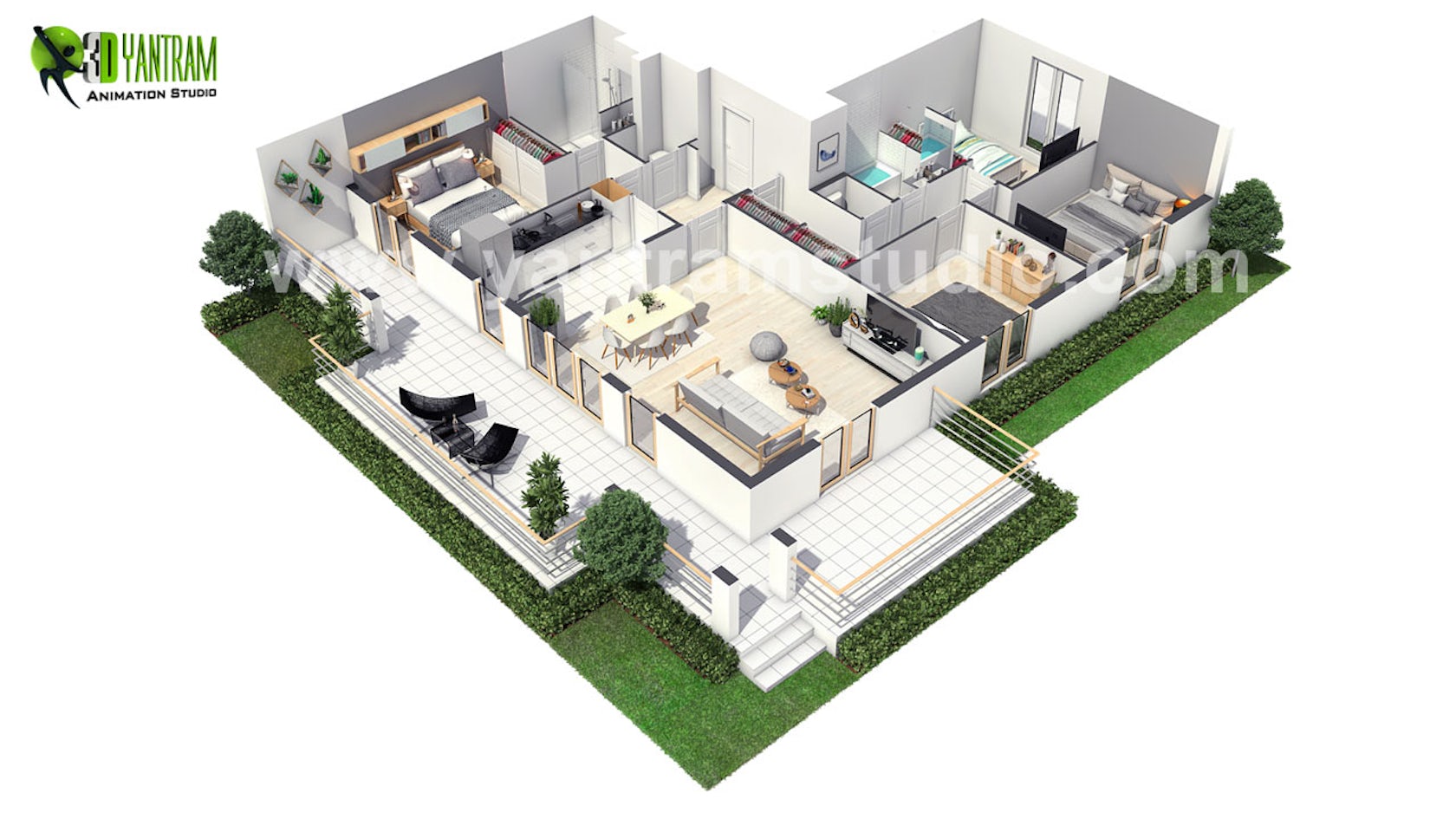 villa house plans 3d