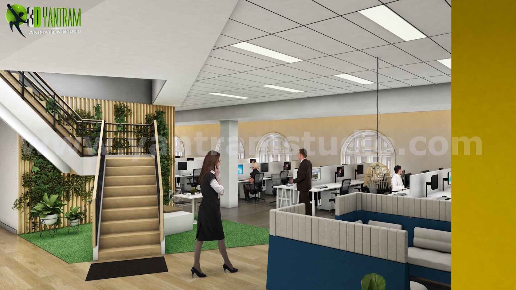 3d Walkthrough Visualization Of Interior Office Space By