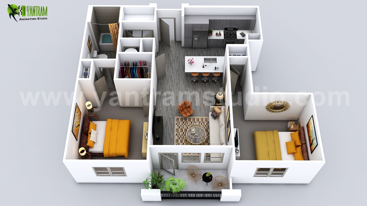 Luxuries 3D Home Floor Plan Design by Yantram Virtual Floor Plan