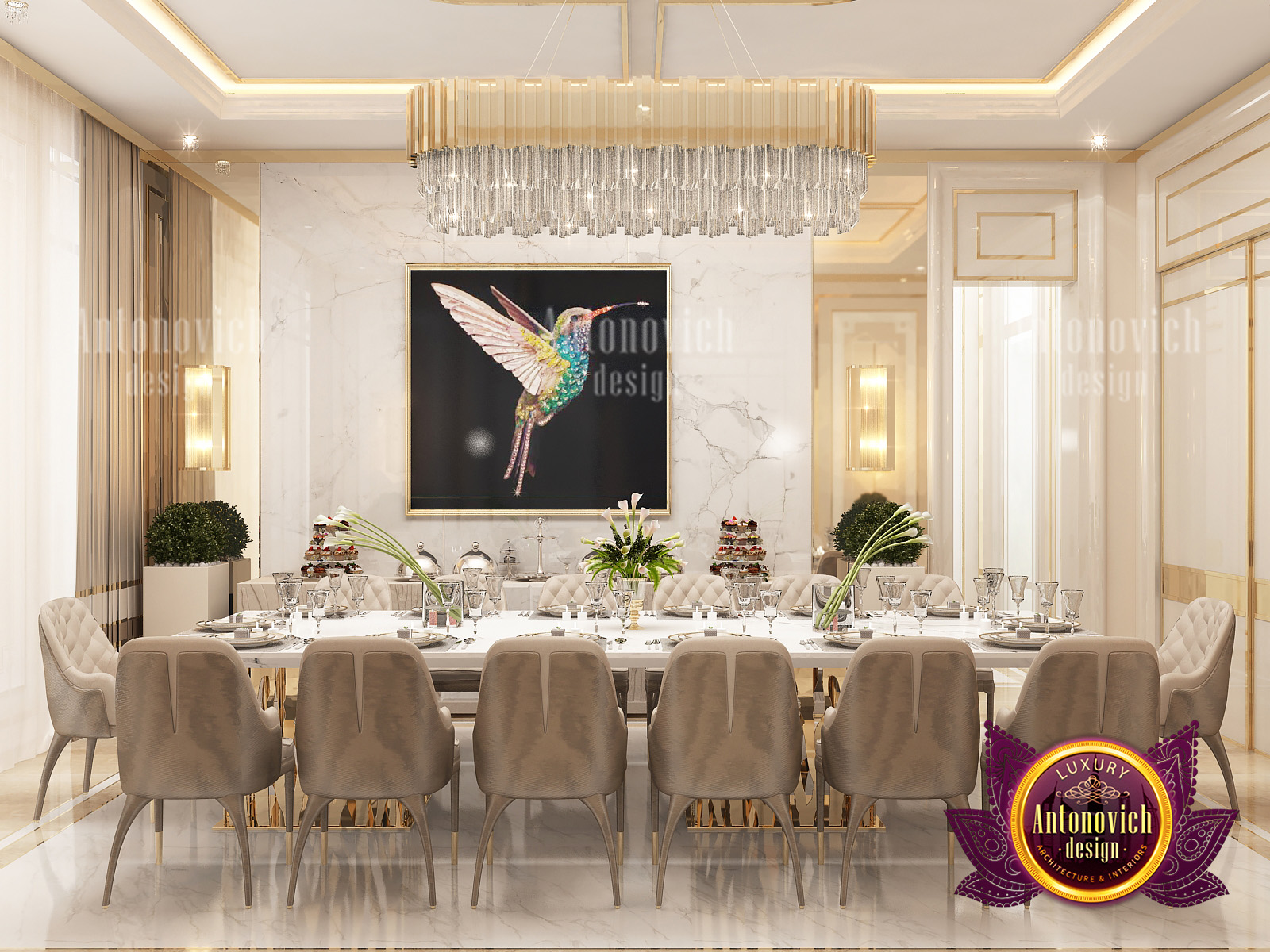 Gold Dining Interior for Luxury by LUXURY ANTONOVICH DESIGN - Architizer