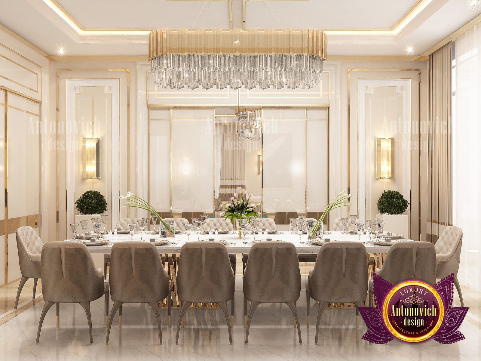 Gold Dining Interior for Luxury by LUXURY ANTONOVICH DESIGN - Architizer