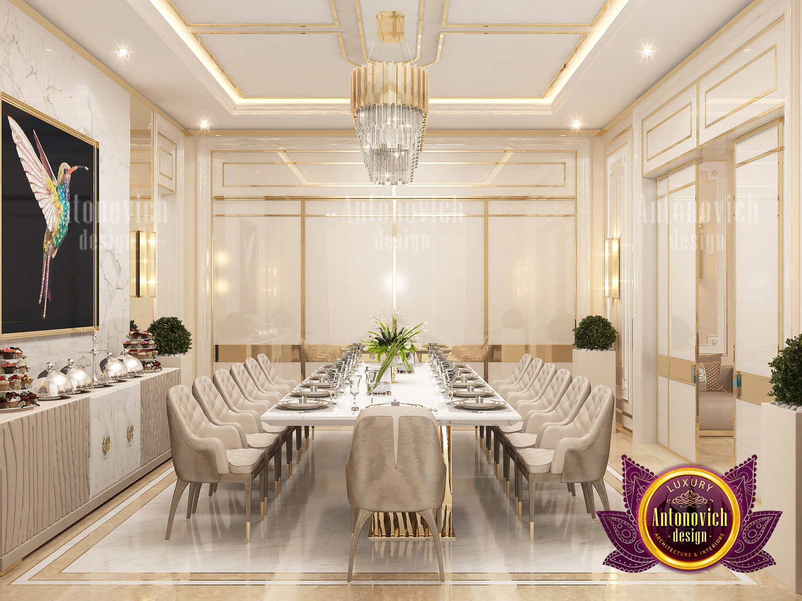 Gold Dining Interior for Luxury by LUXURY ANTONOVICH DESIGN - Architizer