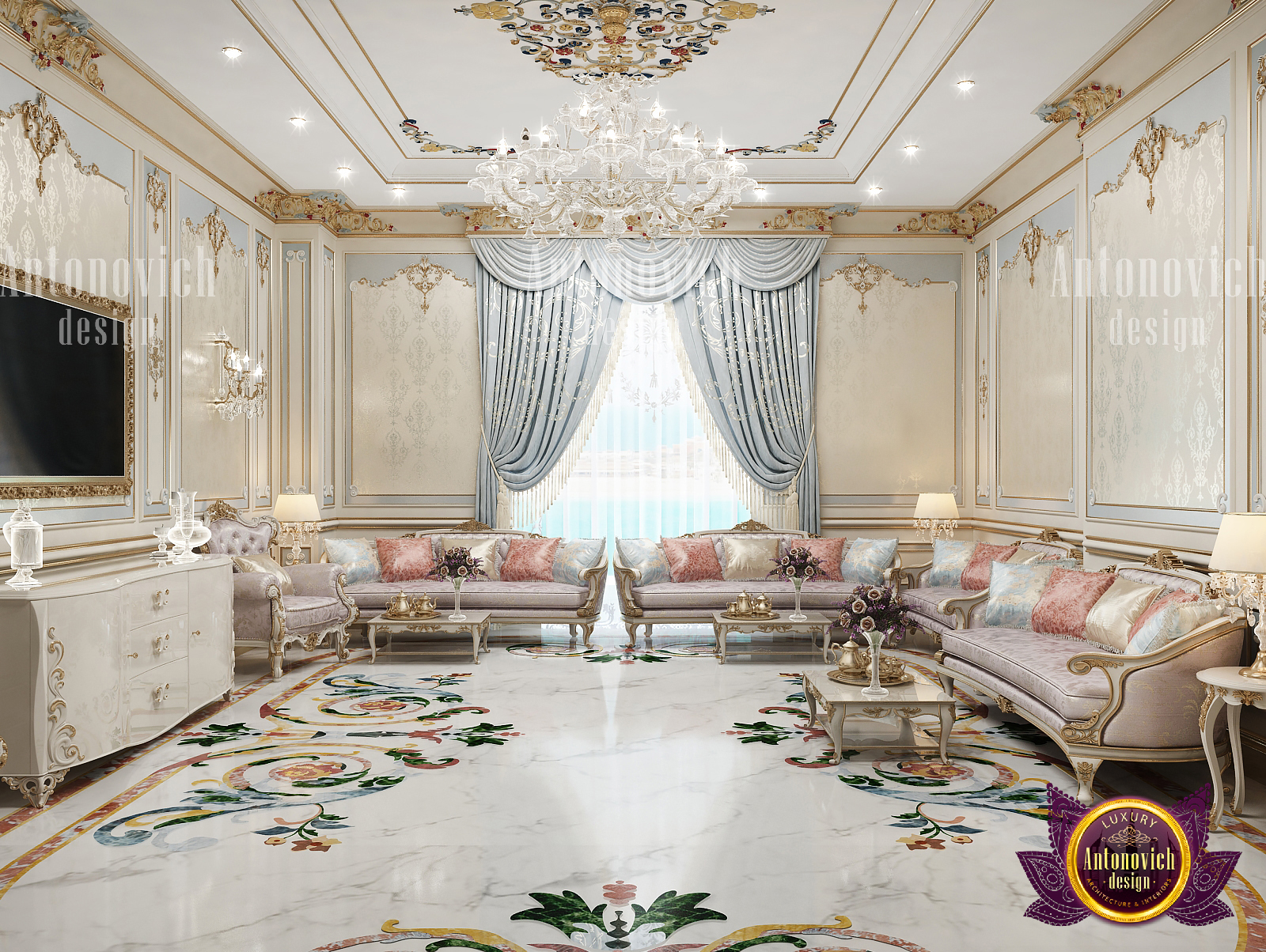 Neoclassical Interior for Living Room by LUXURY ANTONOVICH DESIGN