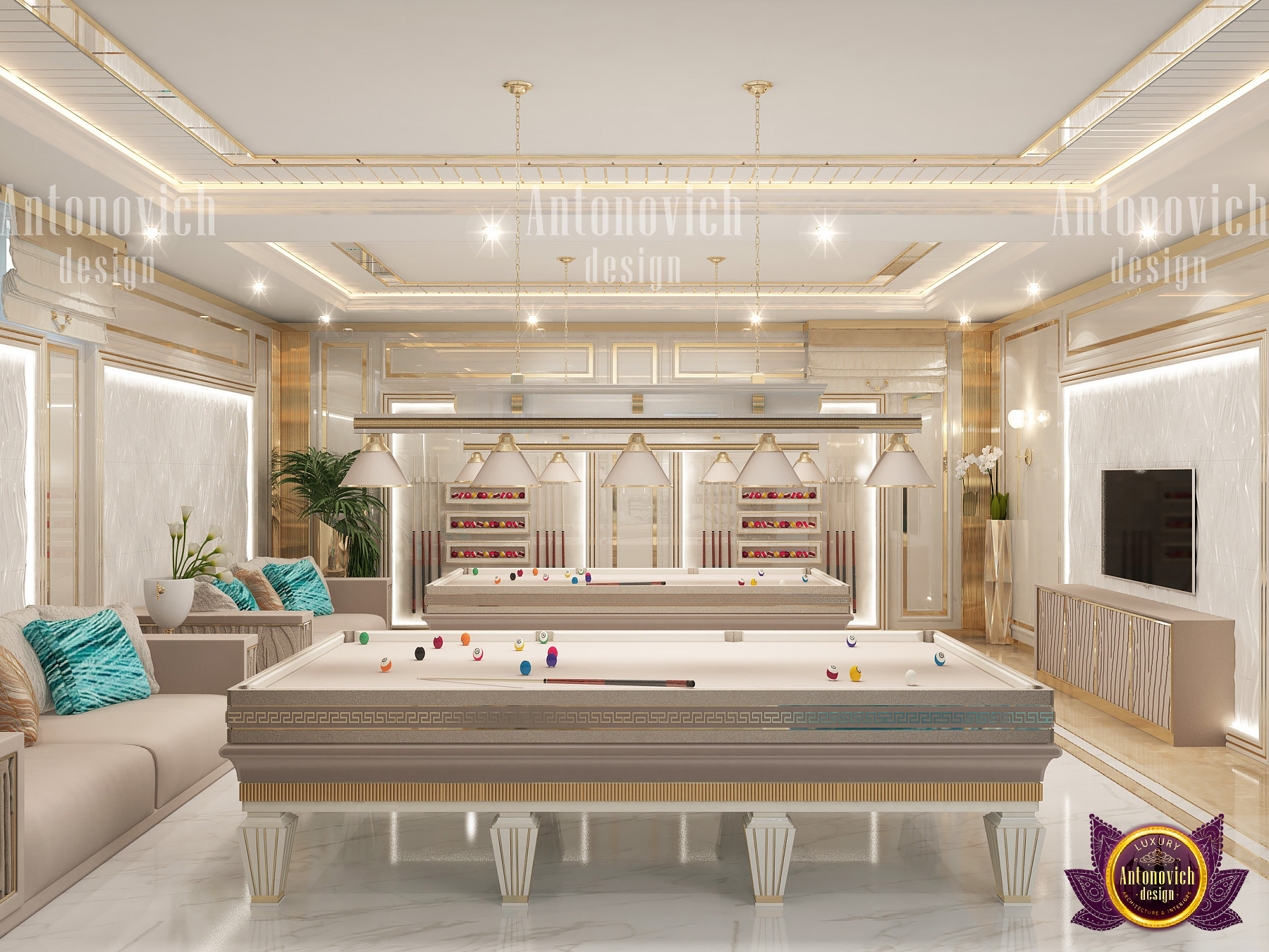 Recreational Sports Room by Female Designer by LUXURY ANTONOVICH DESIGN ...