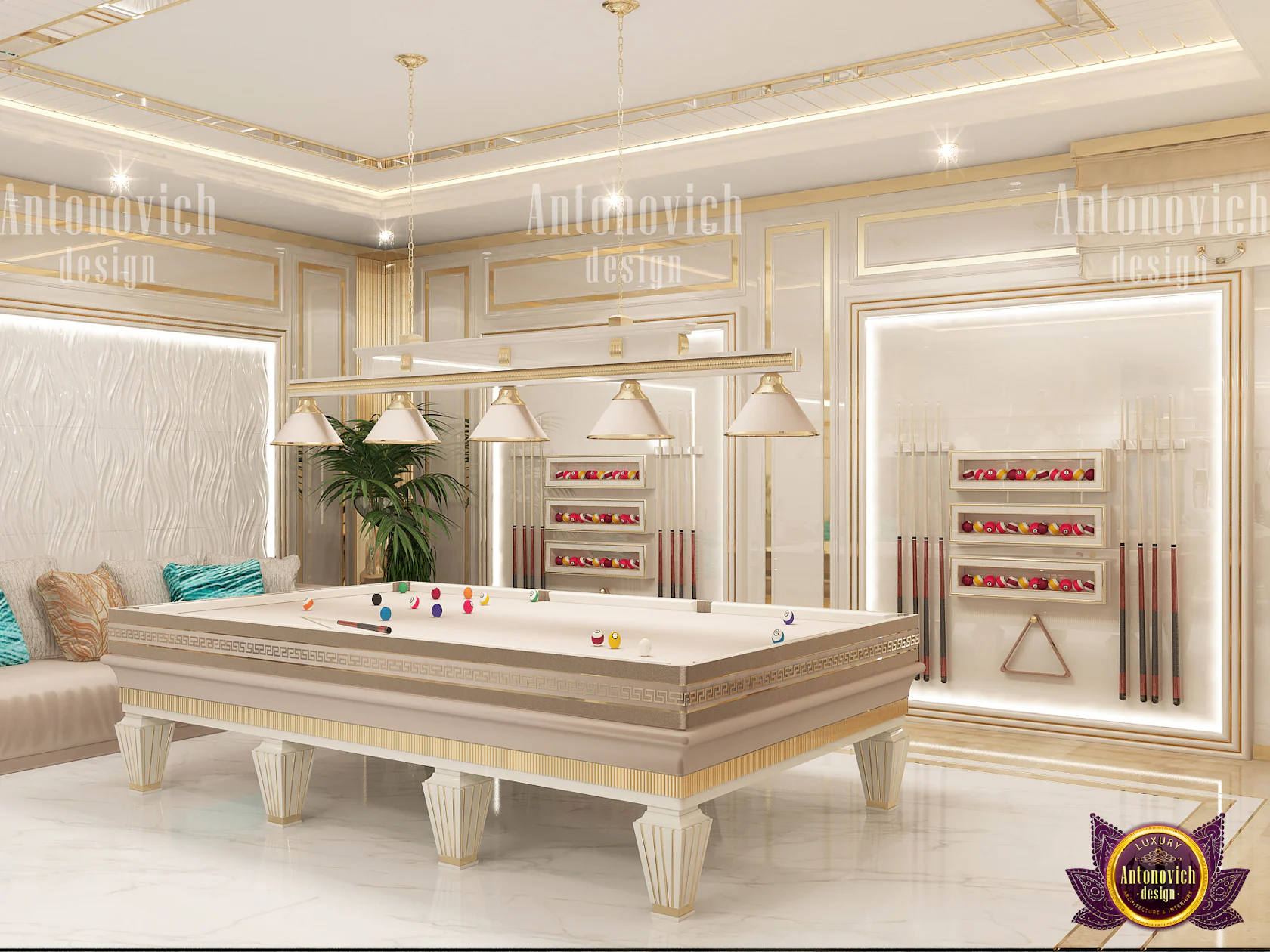 Recreational Sports Room by Female Designer by LUXURY ANTONOVICH DESIGN ...