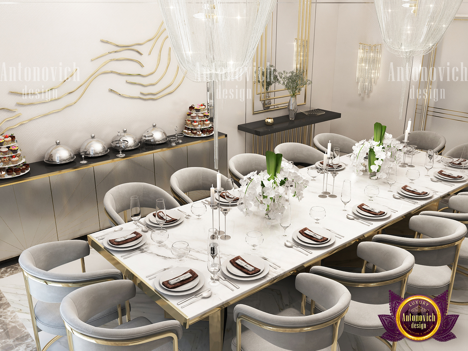 Dining Space with Luxury Interior by LUXURY ANTONOVICH DESIGN - Architizer