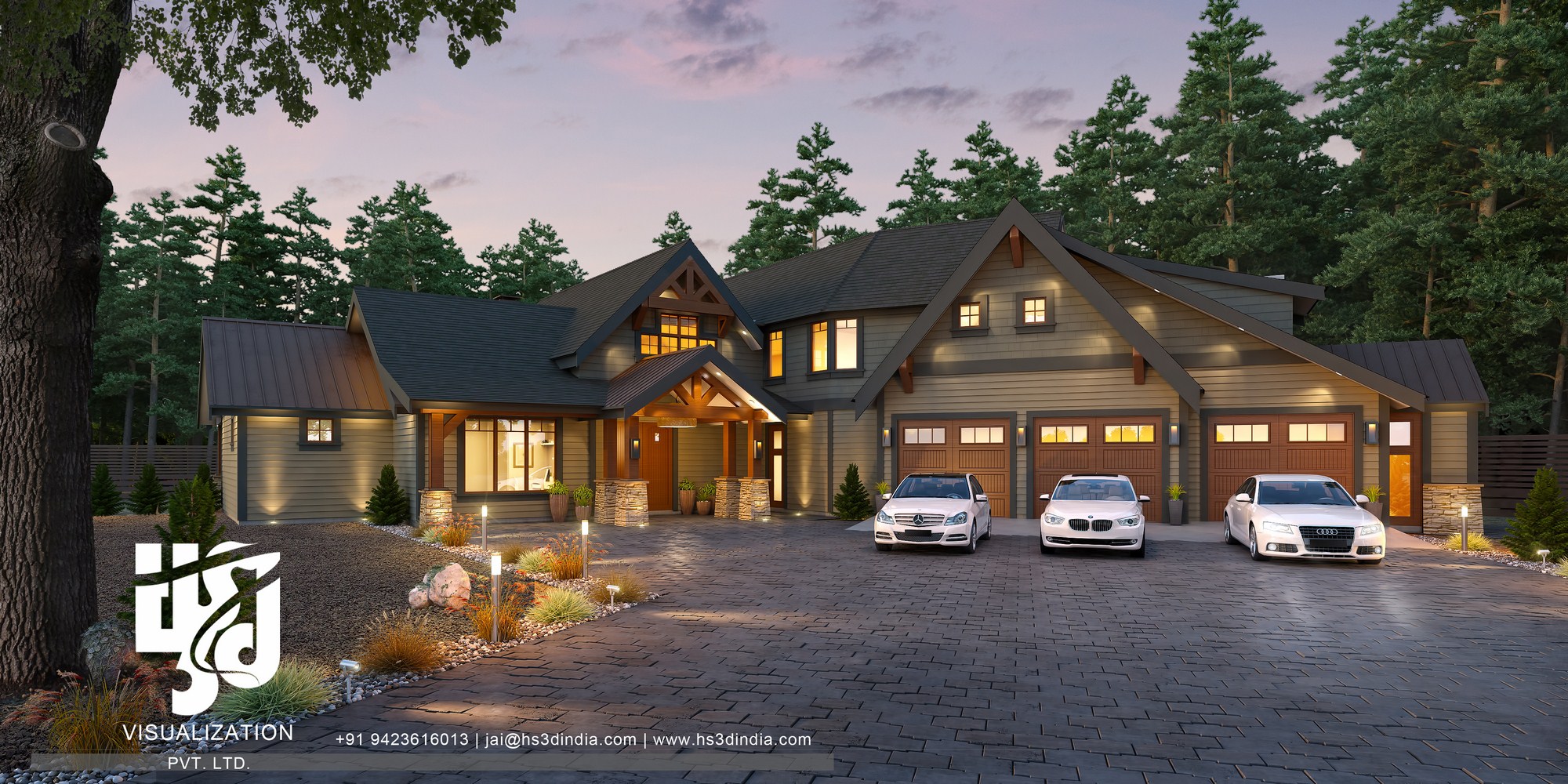 RESIDENTIAL EXTERIOR NIGHT RENDERING BY HS 3D INDIA by HS3D ...