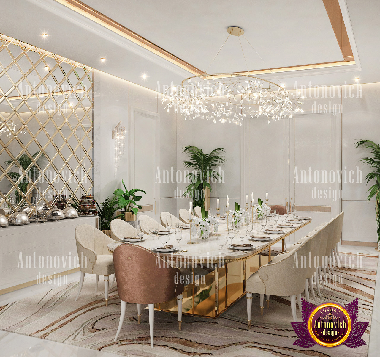 Cozy Dining Room Interior Design in Florida by LUXURY ANTONOVICH DESIGN ...