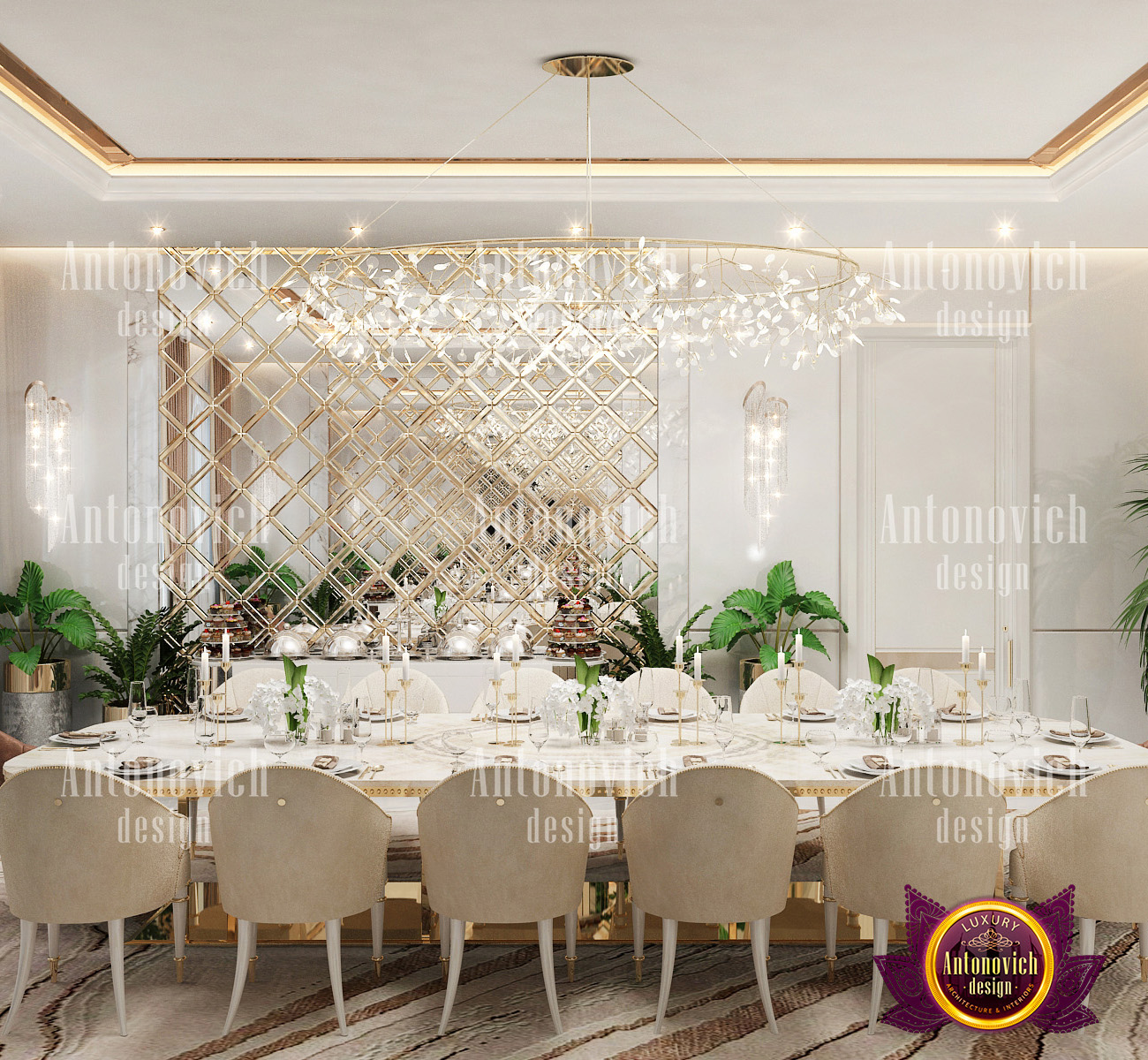 Cozy Dining Room Interior Design in Florida by LUXURY ANTONOVICH DESIGN ...