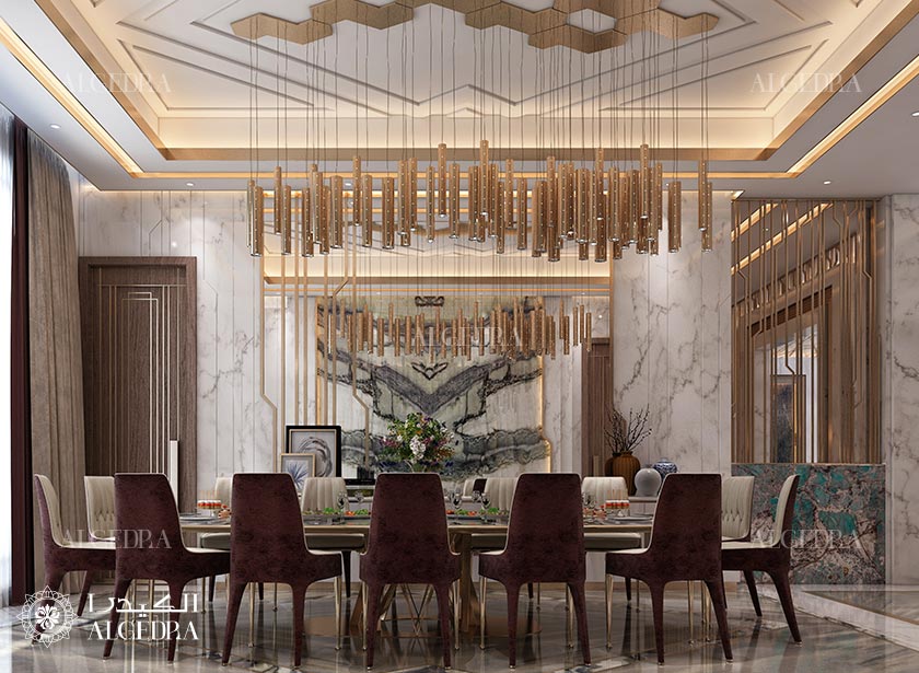 Stylish dining room in modern villa by ALGEDRA design - Architizer