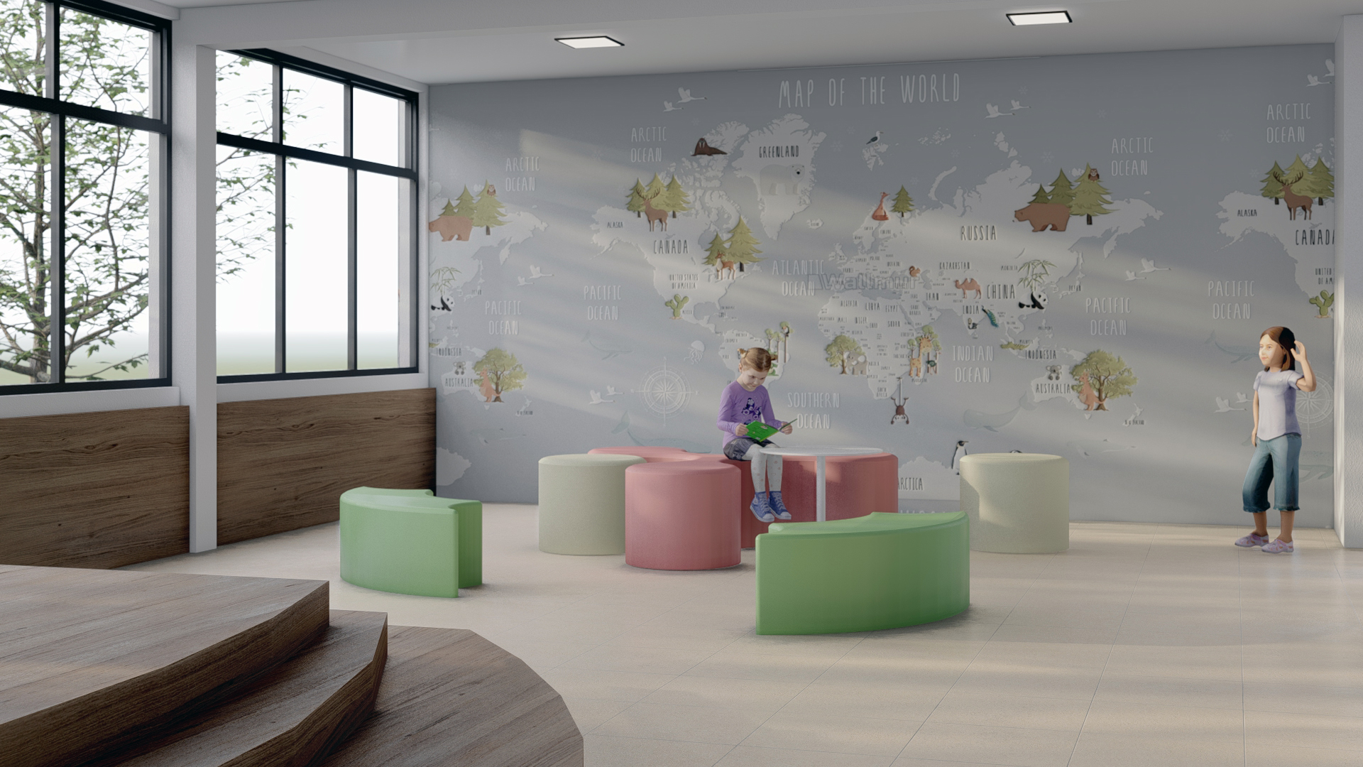 Interior design of school Hall "Bratstvo" by ARSA architects - Architizer