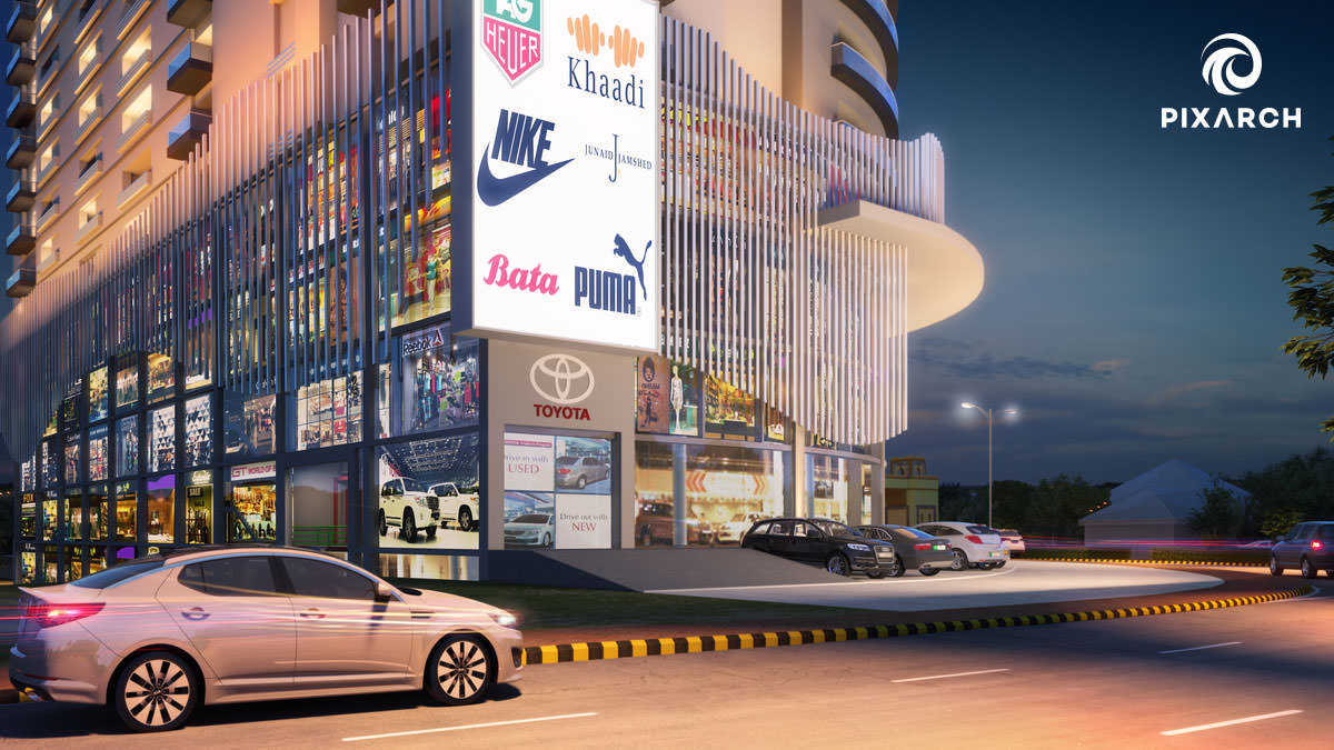 Axis Mall & Apartments Visualized by Pixarch by Pixarch 3D Architectural Visualization Company