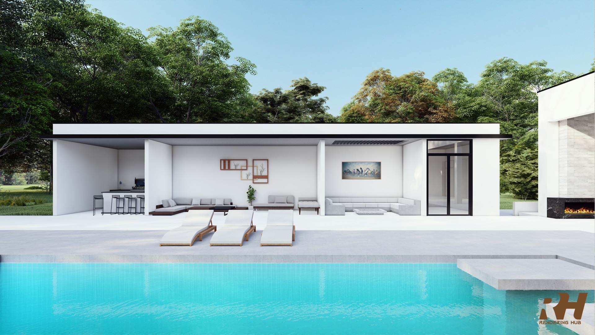 Lᴜxᴜʀɪᴏᴜs Pᴏᴏʟ Hᴏᴜsᴇ by Rendering Hub - Architizer