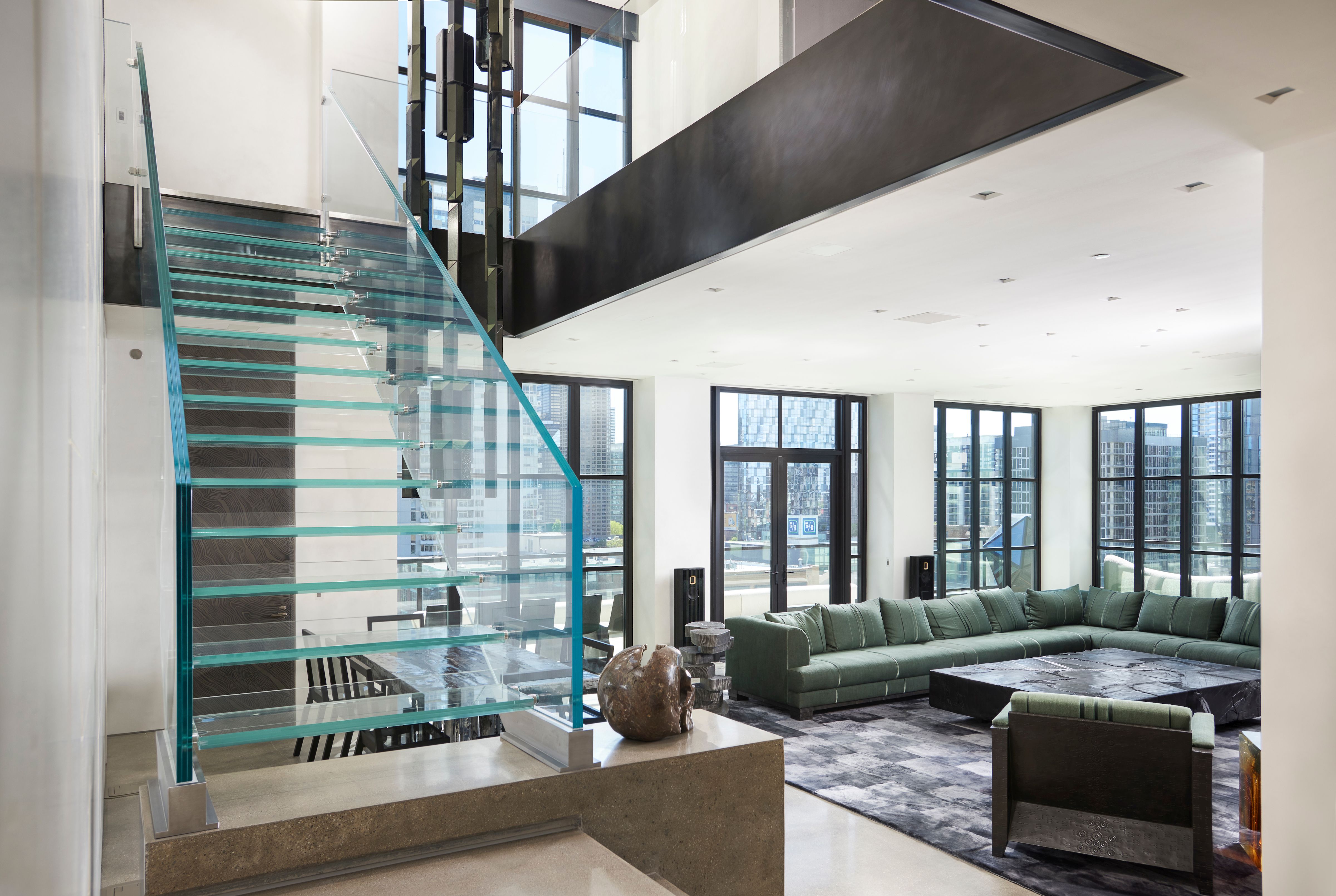 Curated visual reference: Floating Staircase For Penthouse Design Reference: Penthouse Chicago Floating Glass Stair By Siller Stairs