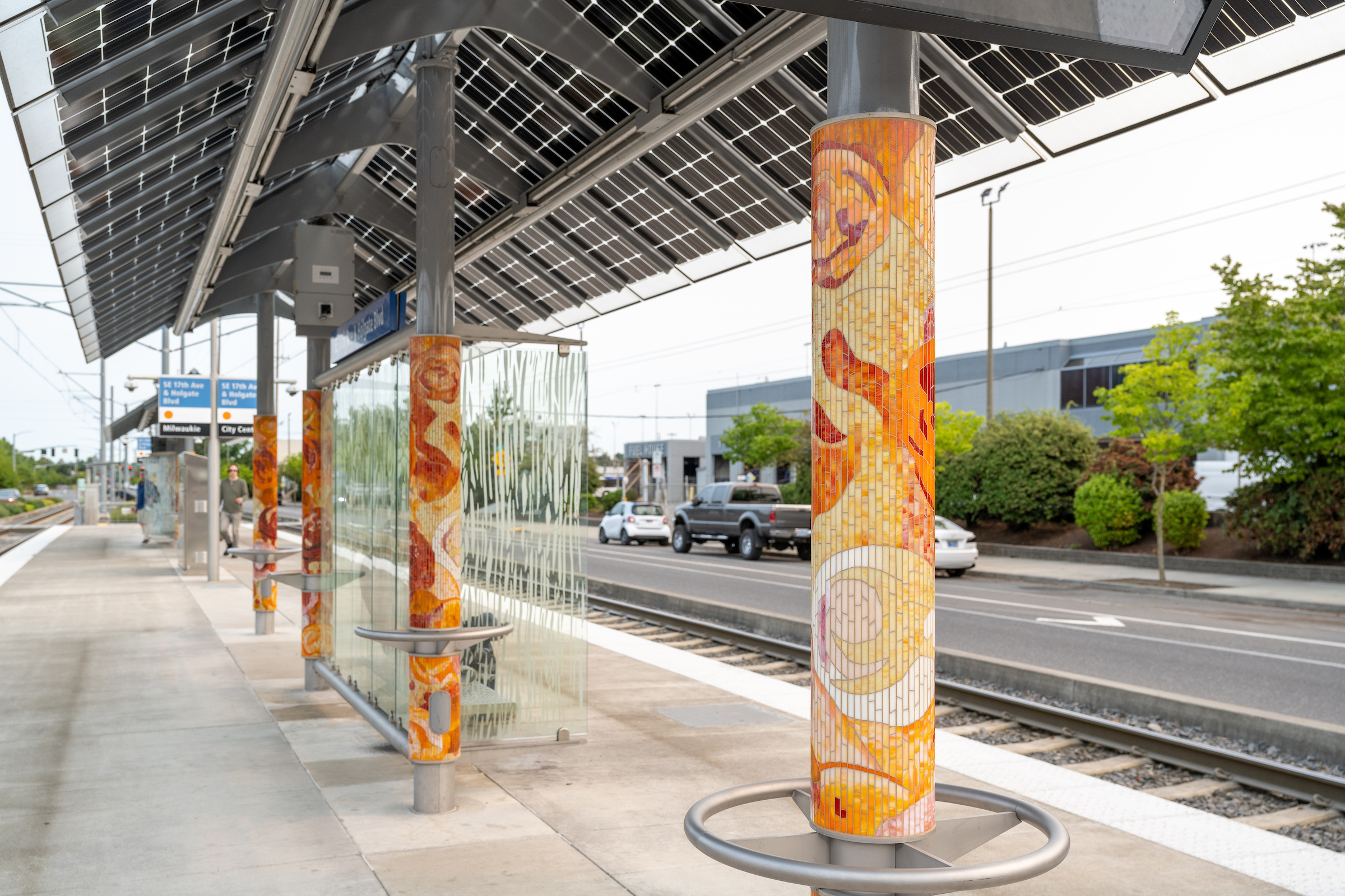 TriMet Orange Line Mosaic Columns by Bullseye Studio Architizer