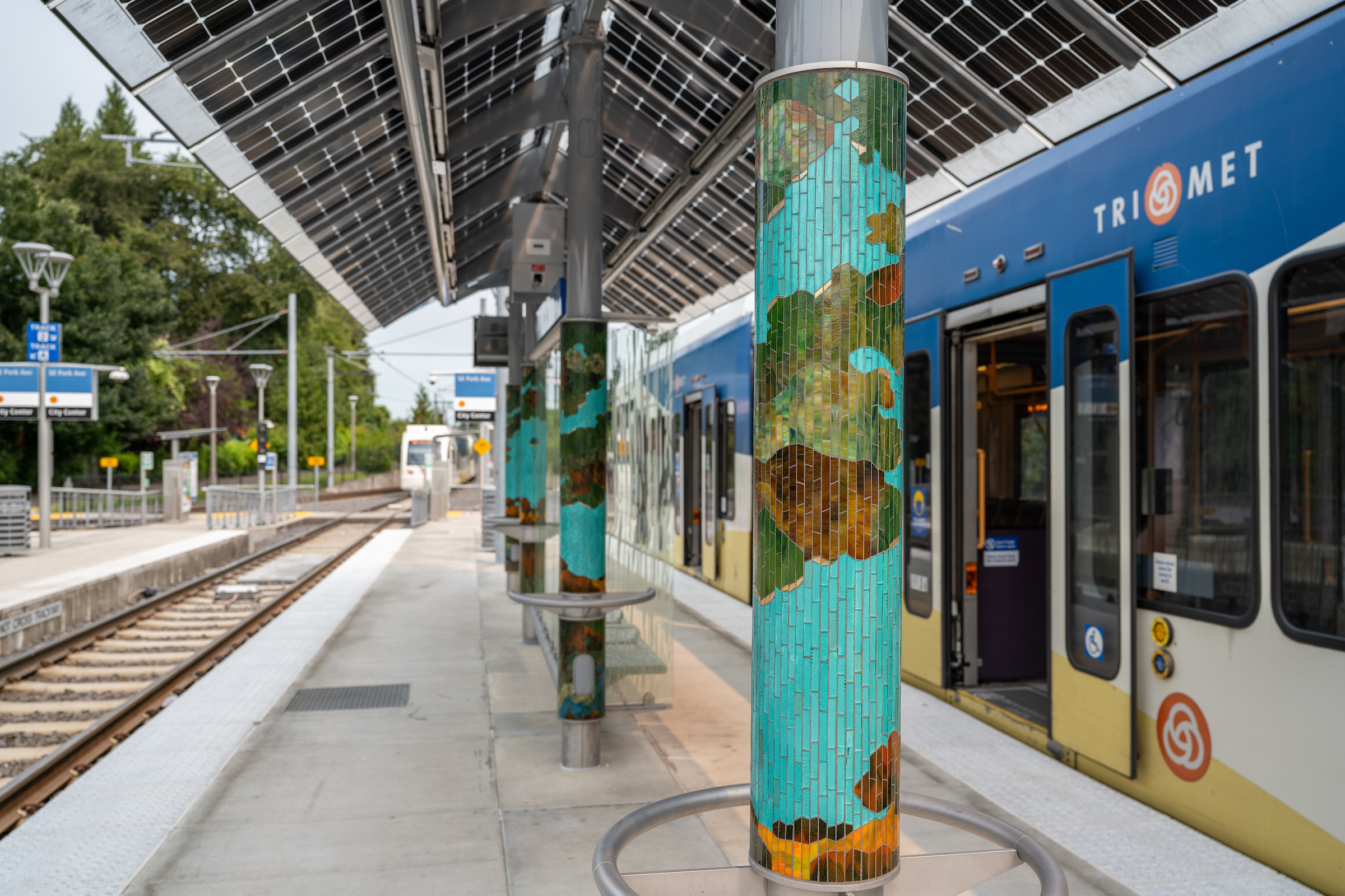 TriMet Orange Line Mosaic Columns by Bullseye Studio Architizer