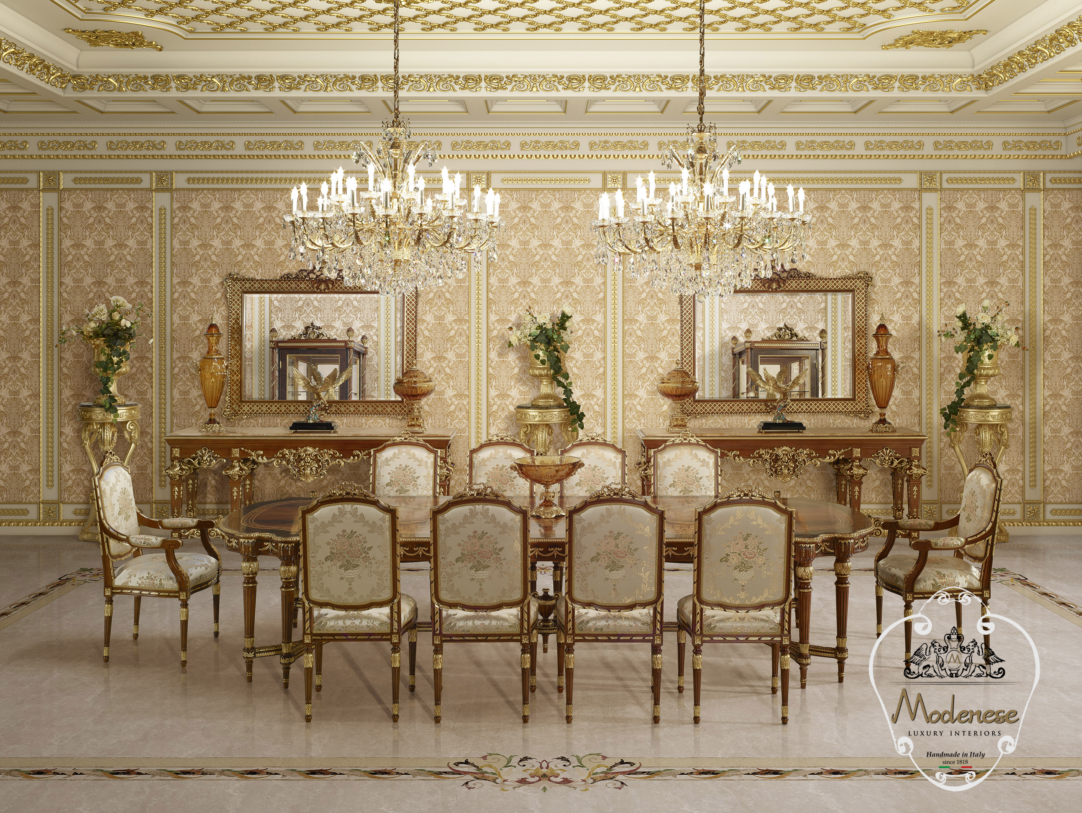Luxurious Dining Room Idea for Interior in Riyadh by MODENESE Luxury ...