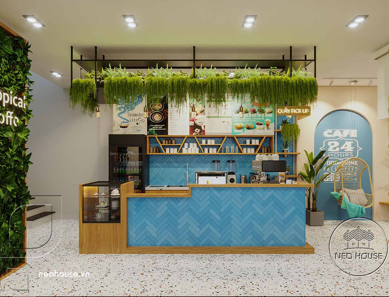 Thiết kế nội thất quán cafe phong cách Tropical tại HCM by NEOHouse CTy ...