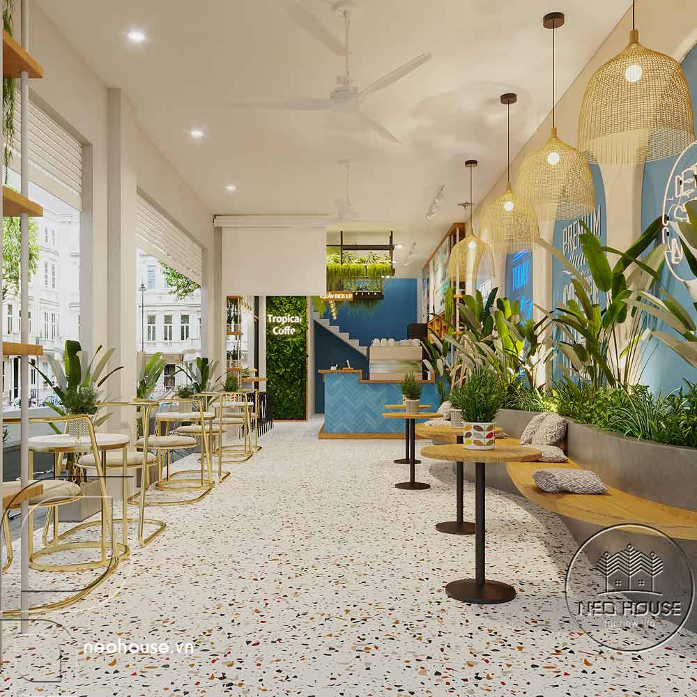 Thiết kế nội thất quán cafe phong cách Tropical tại HCM by NEOHouse CTy ...