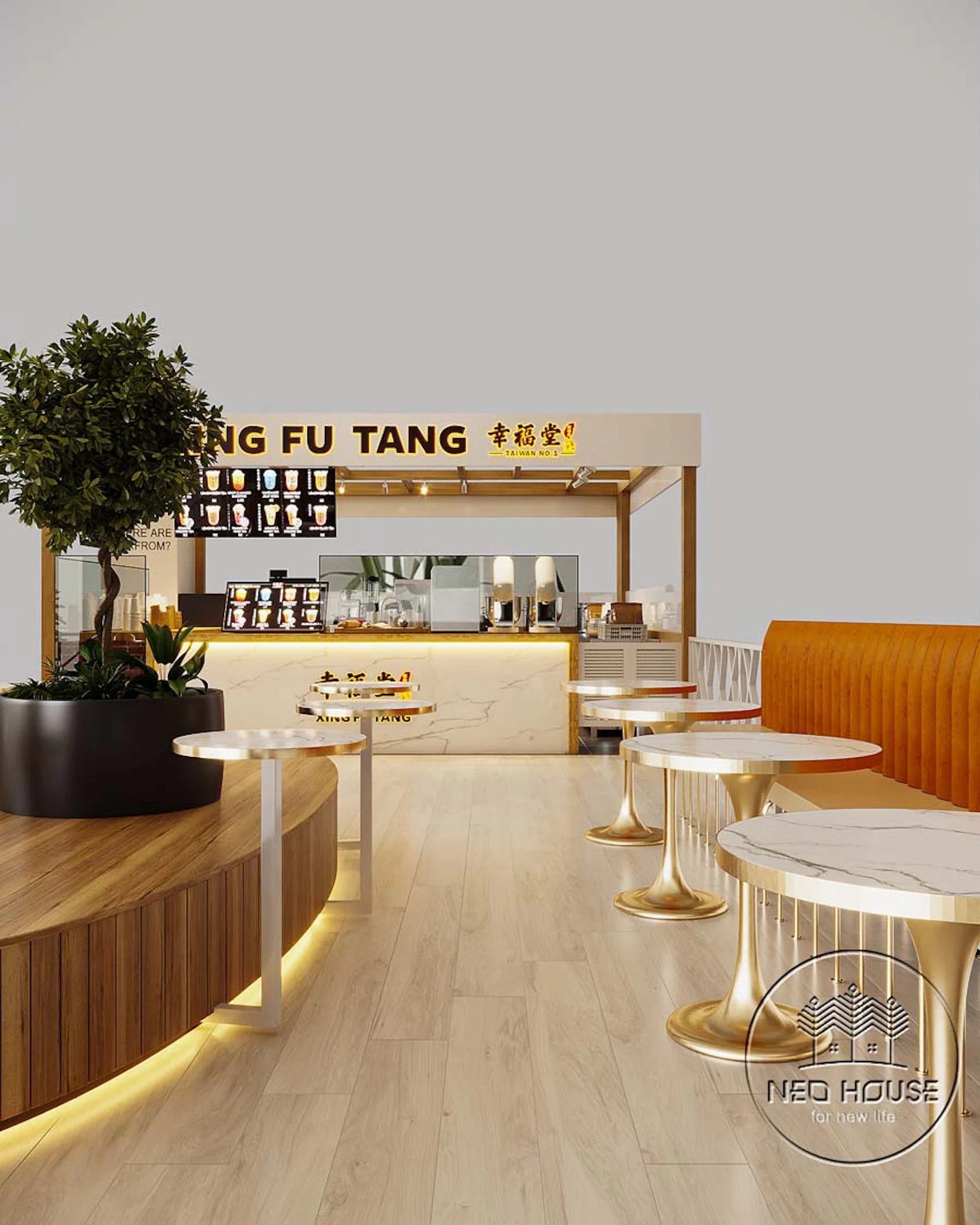 Mẫu thiết kế nội thất quán trà sữa sang trọng Xing Fu Tang by NEOHouse ...