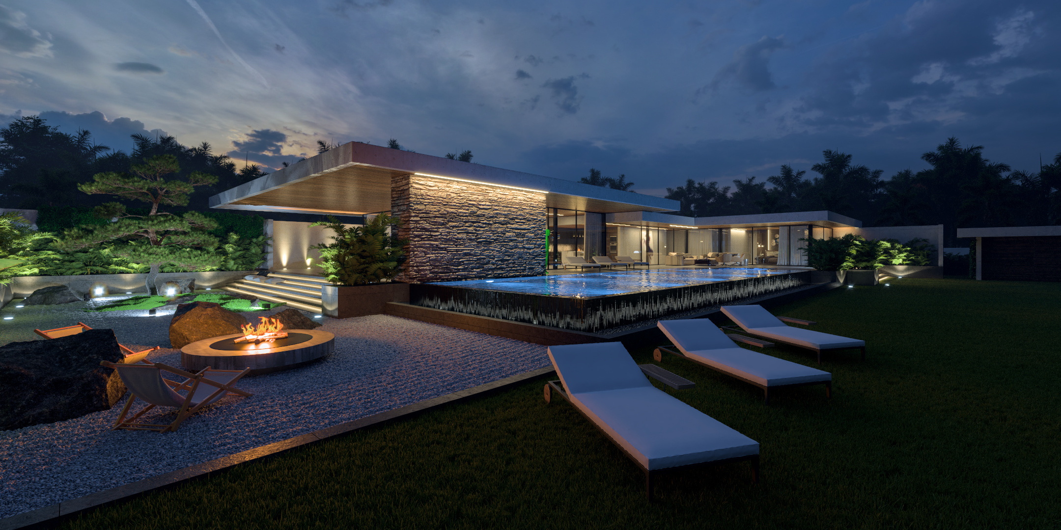 Single story modern house design in Thailand by [xzoomproject] - Architizer