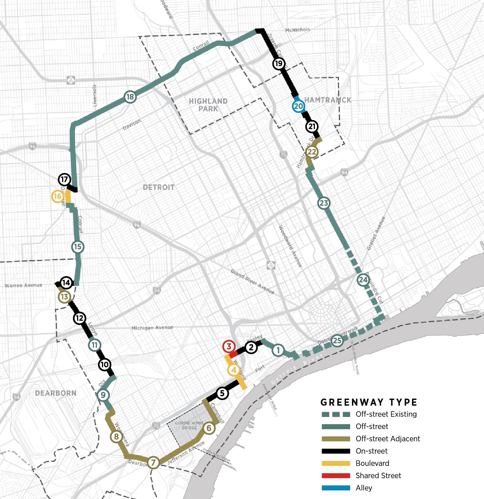 Joe Louis Greenway Framework Plan By SmithGroup - Architizer