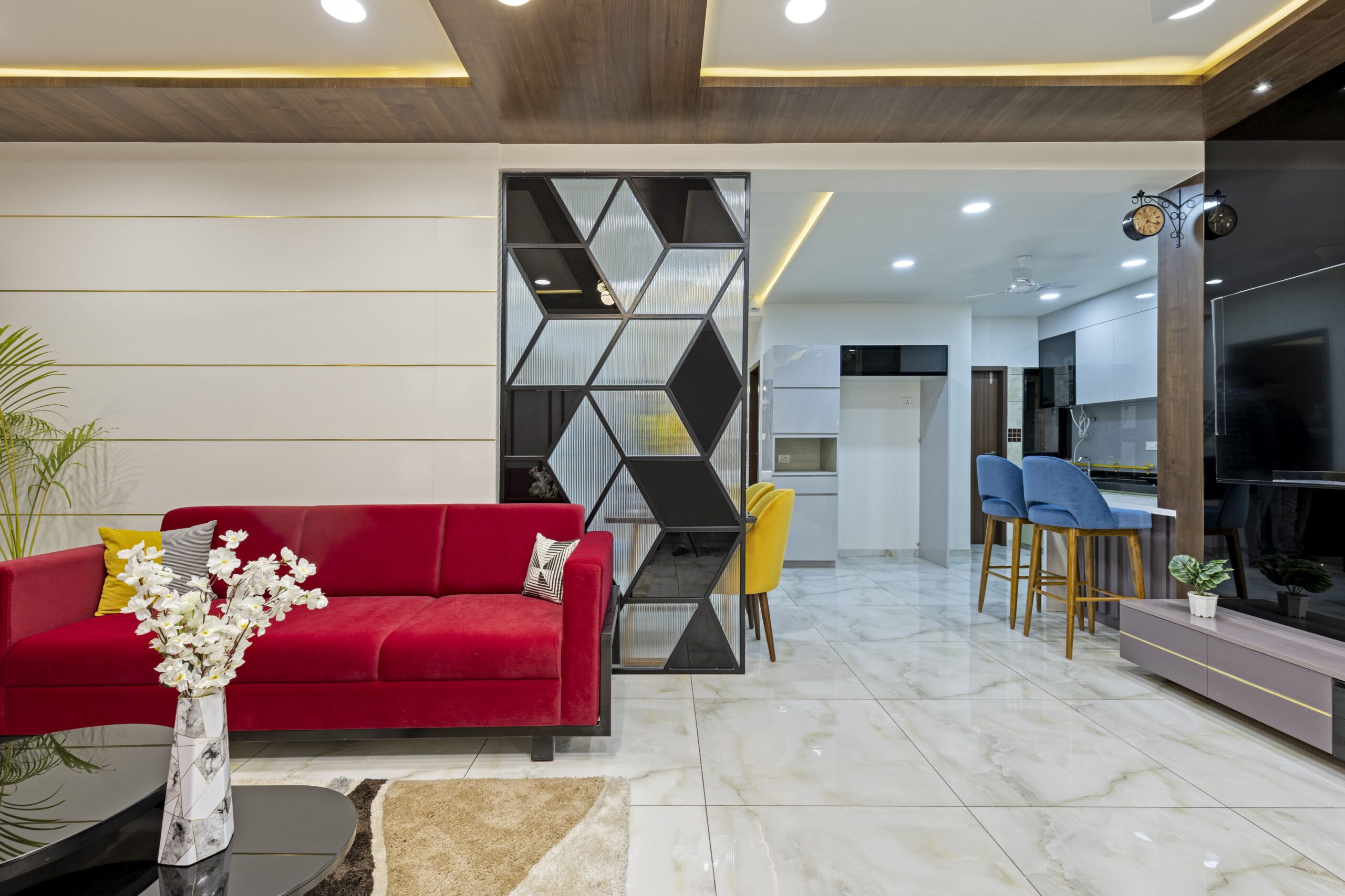 A 3 BHK Interior Design at Mahalaxmi Royals, Gandhinagar by Montdor