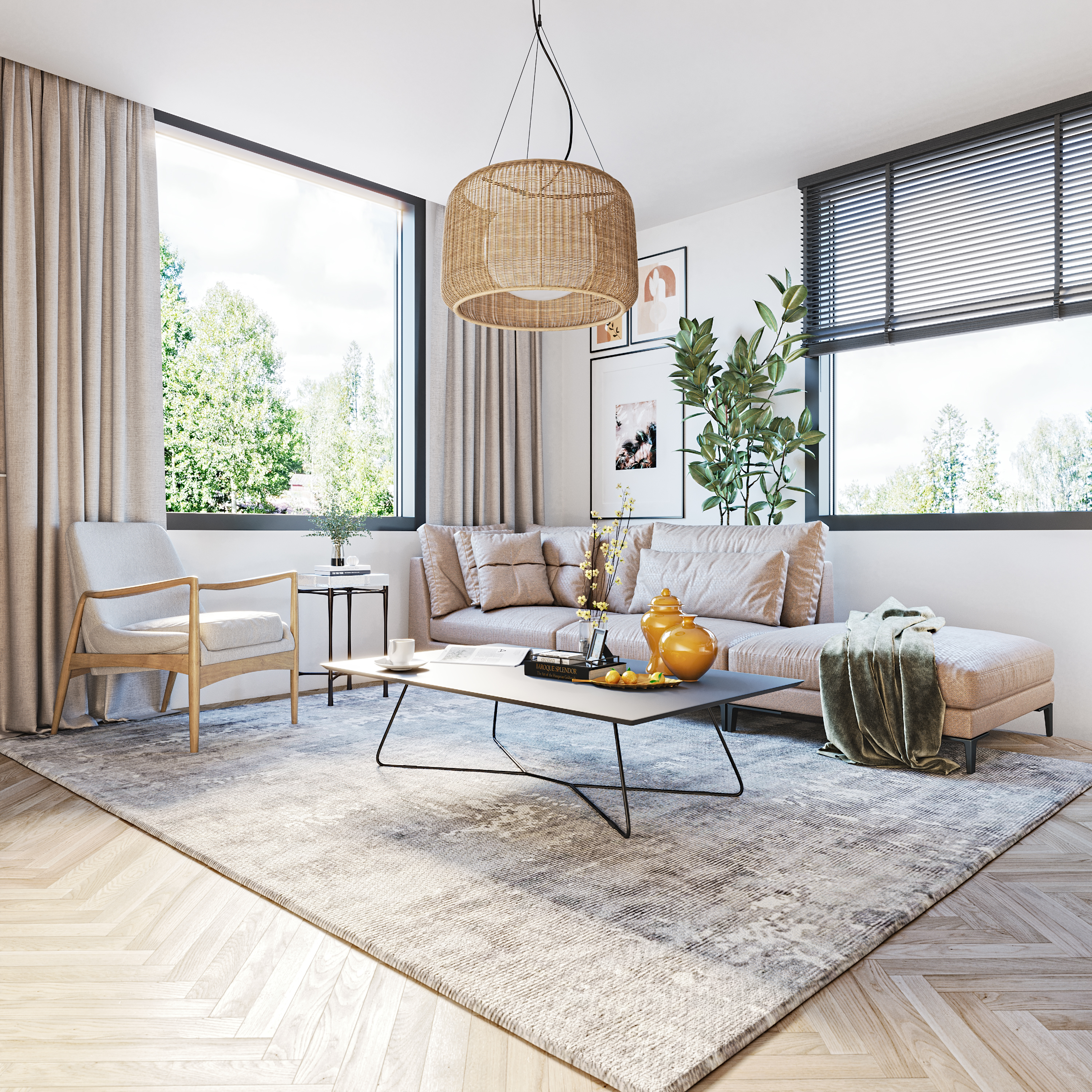 Beautiful view of Scandinavian Style Apartment With Penthouse View Security