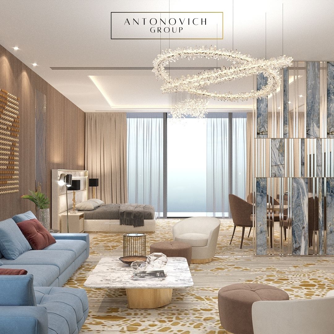 Serenity Unleashed: Antonovich Group's Spacious Bedroom Interior Design ...