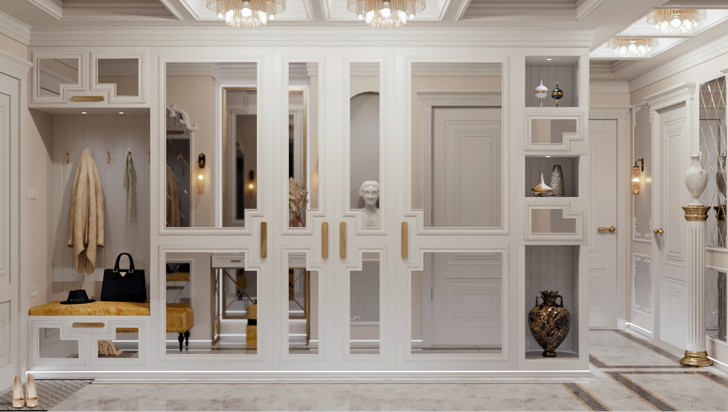 The hall is in a classic style by 3D Studio Flamingo - Architizer