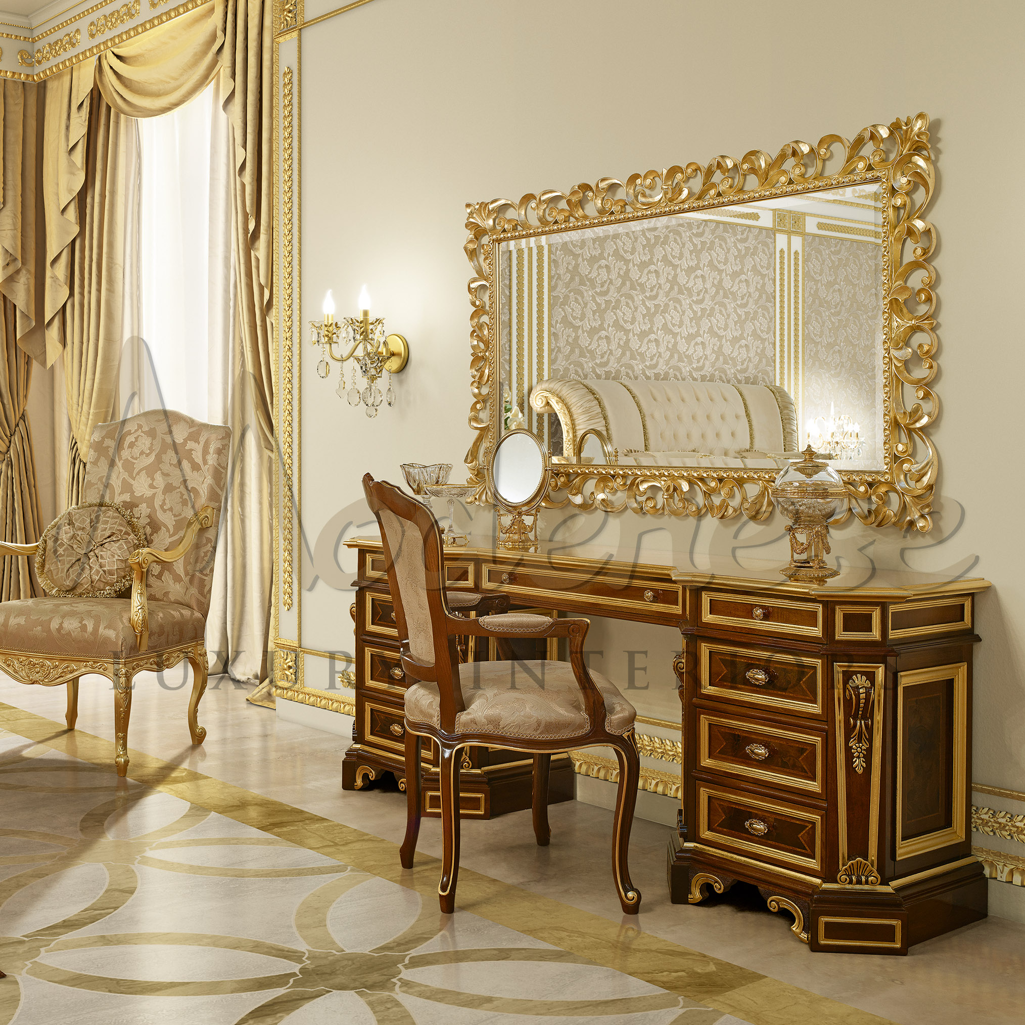 white christmas dresses Luxury Modern European Style Carving Dressing Table