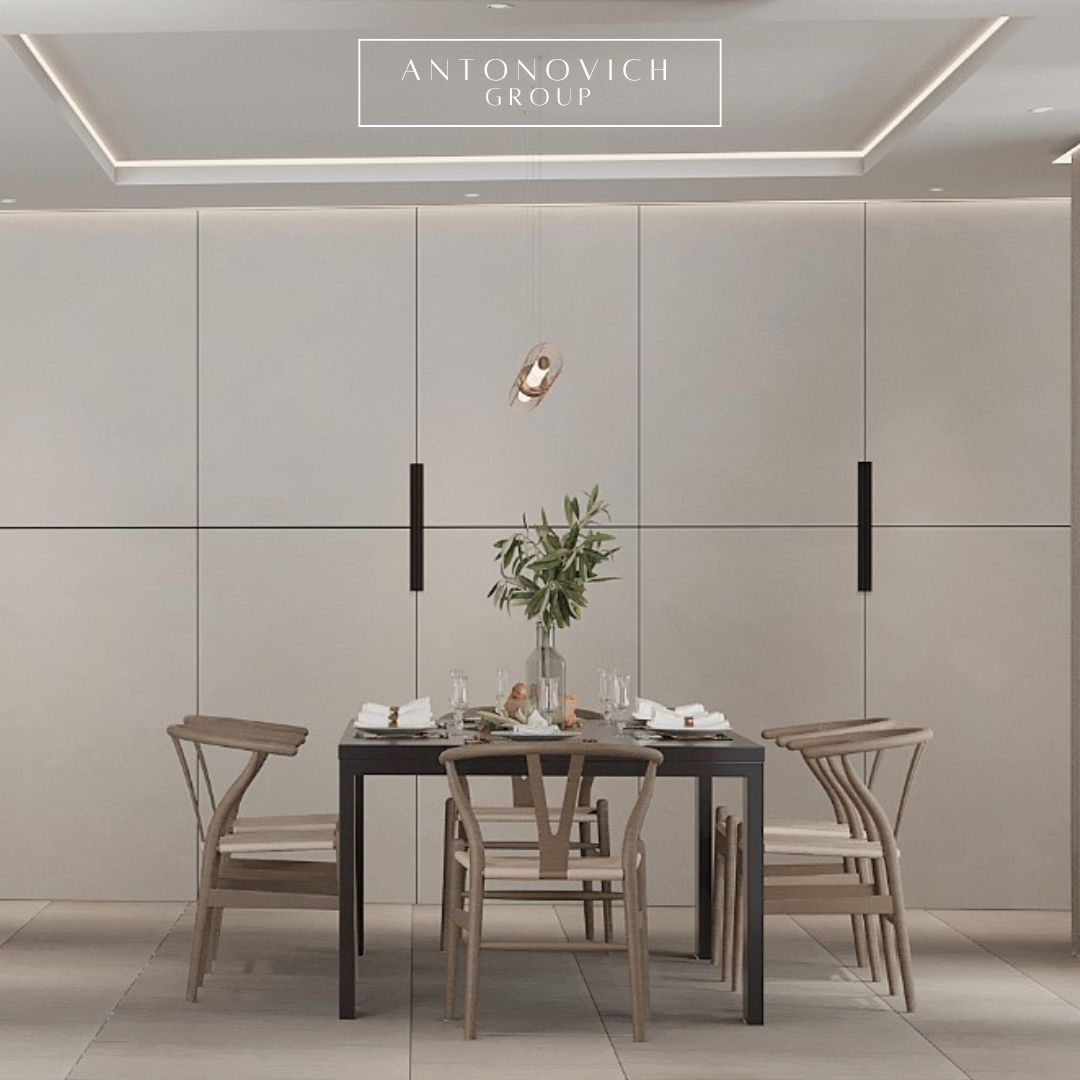 Open Space Layout for Dining Room and Kitchen in Modern Apartments by