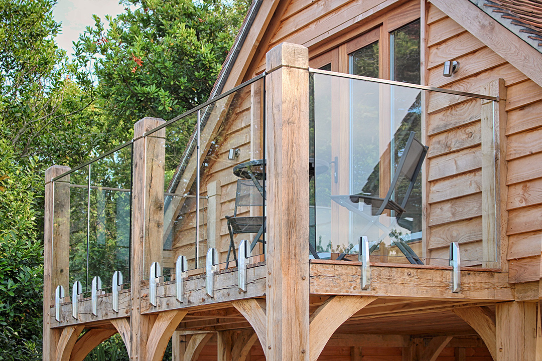 2 Bay Oak Carport With Room Above & Balcony by The Classic Barn Company ...