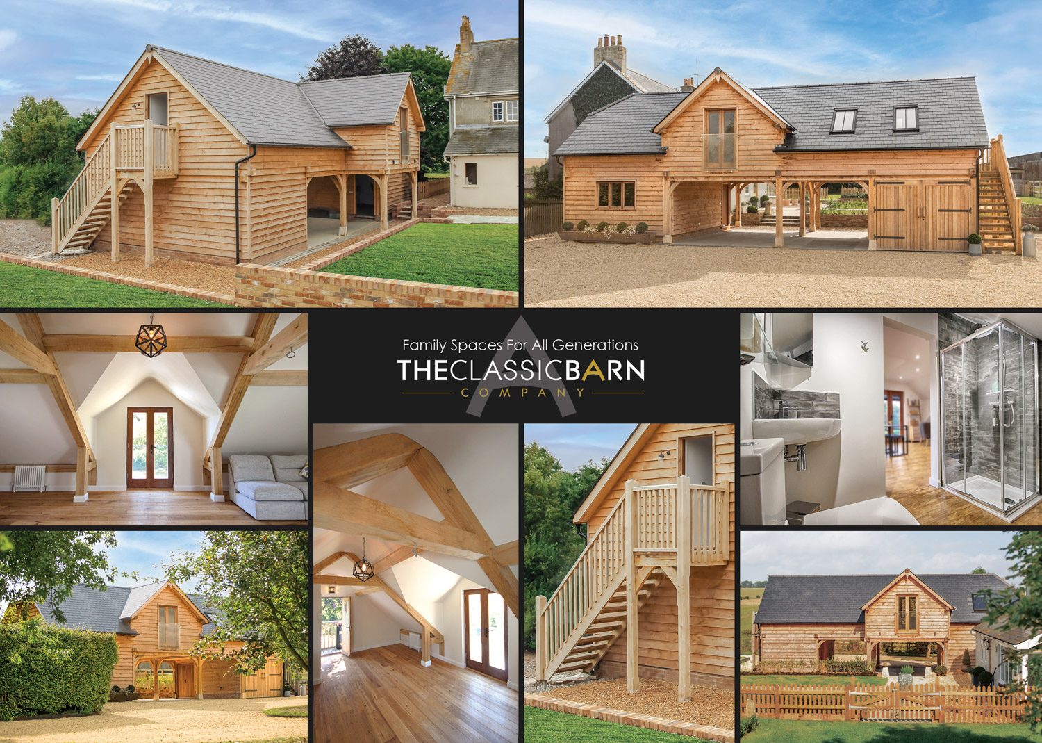 4 Bay Oak Framed Garage With Room Above by The Classic Barn Company ...
