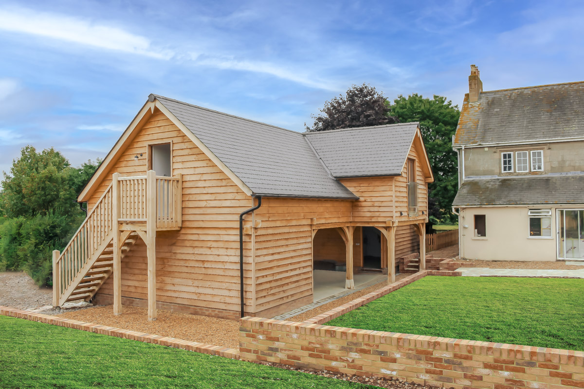 4 Bay Oak Framed Garage With Room Above by The Classic Barn Company ...